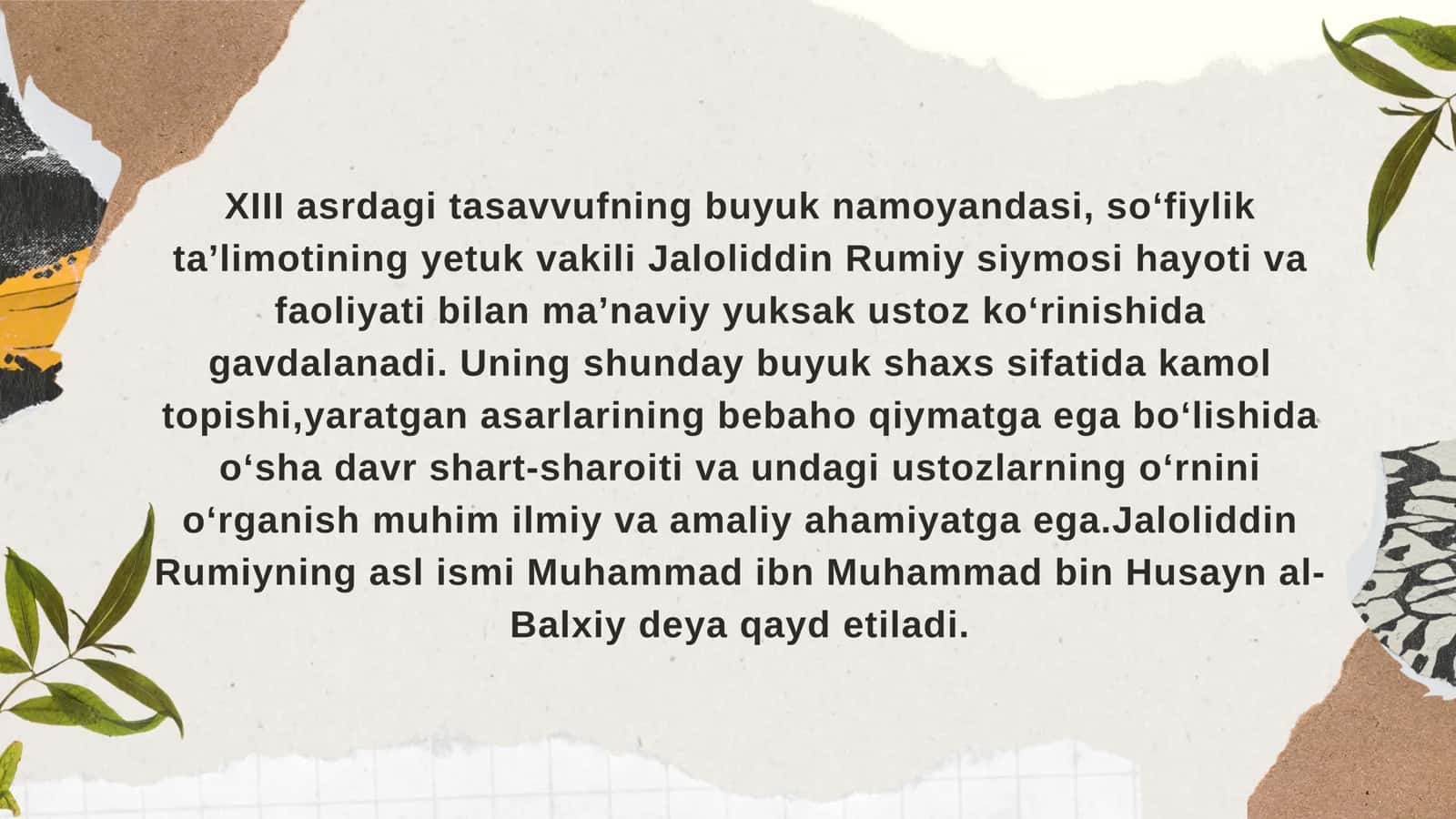 JALOLIDDIN RUMIY XAYOTI VA IJODI 3
