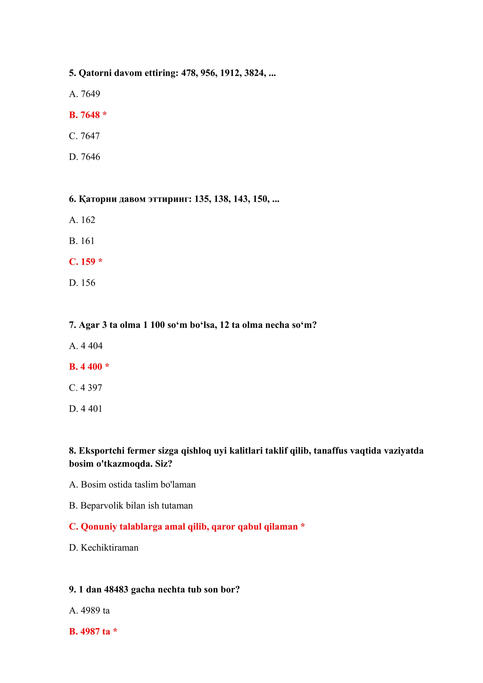 BOJXONA AKADEMIYASI TEST WORD 3