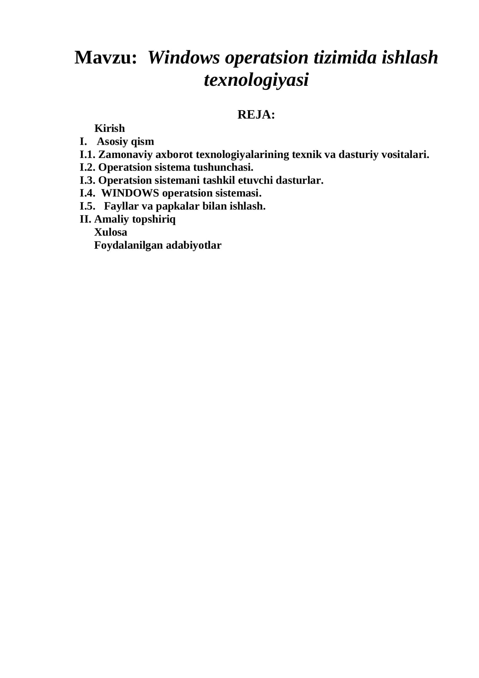 Windows operatsion tizimida ishlash texnologiyasi 3