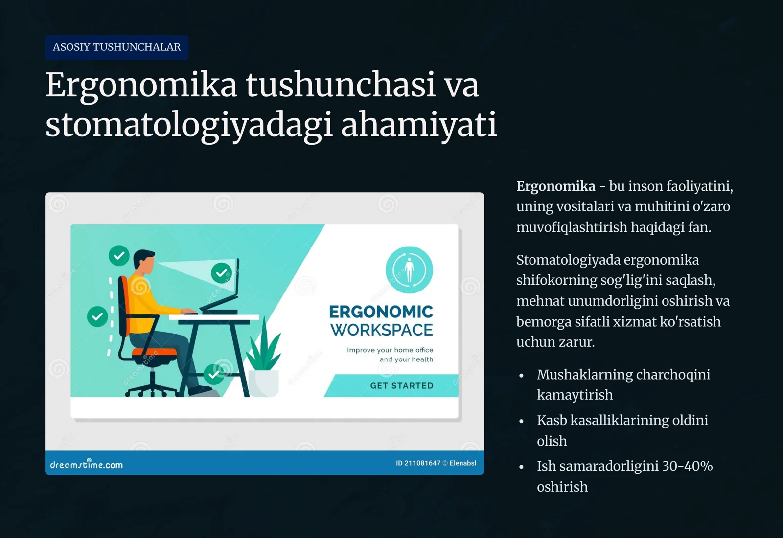 Stomatolog tish sozlash texnigi ish joyini tashkil qilishning ergonomik asoslari. Ortopedik stomatologiya tarixi. Deontologiya. Ortopedik stomatologiyada qo‘llaniladigan asbob va uskunalar. 3
