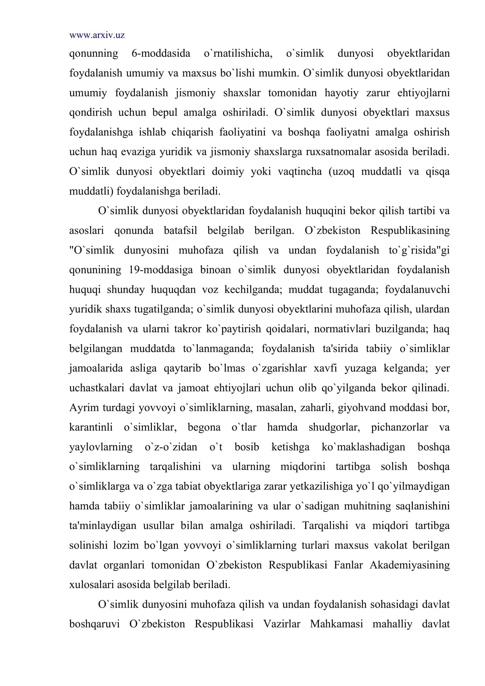 O`simlik dunyosidan foydalanish va muhofaza qilishning huquqiy holati 3