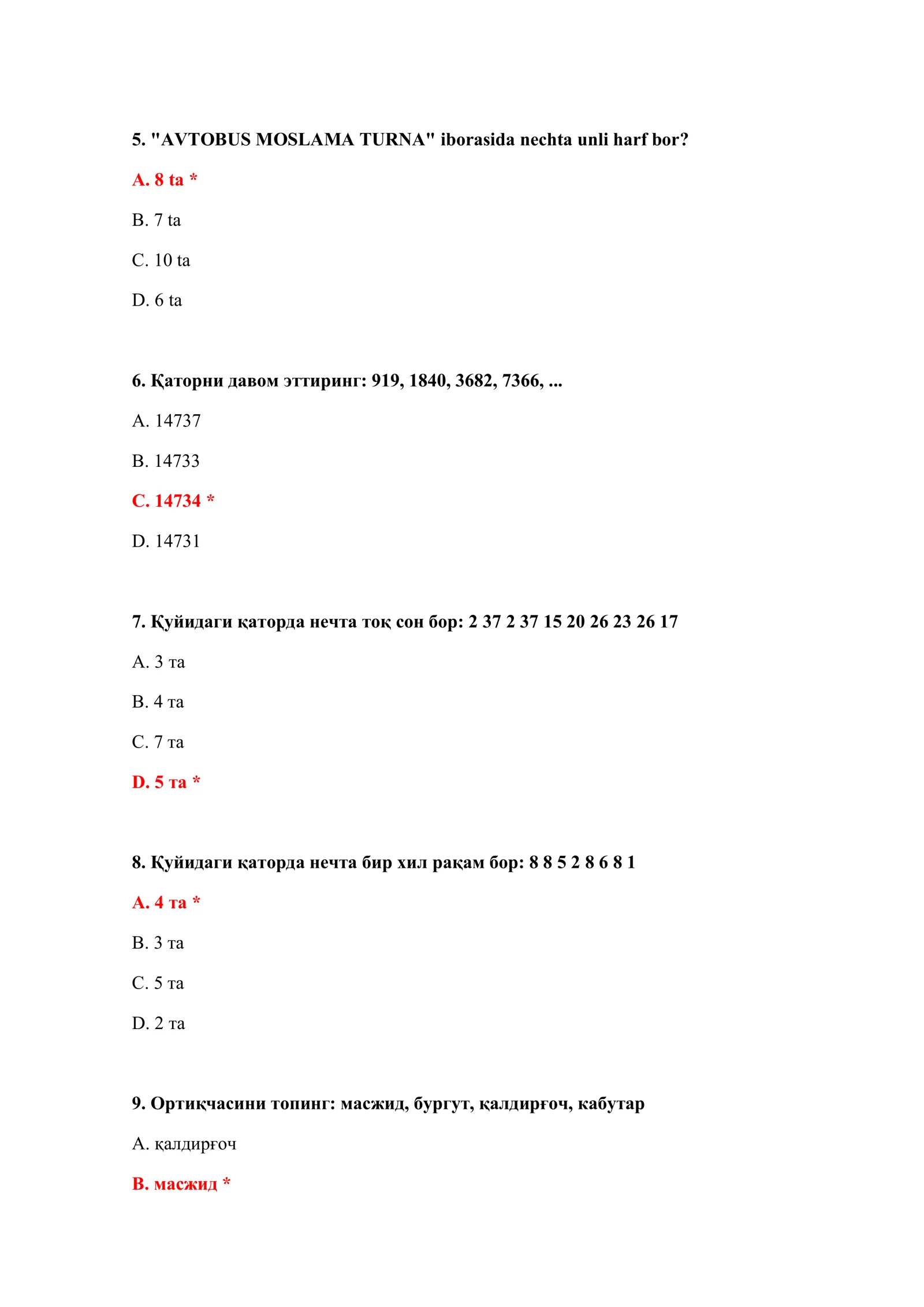 BOJXONA TEST BAZALARI 3