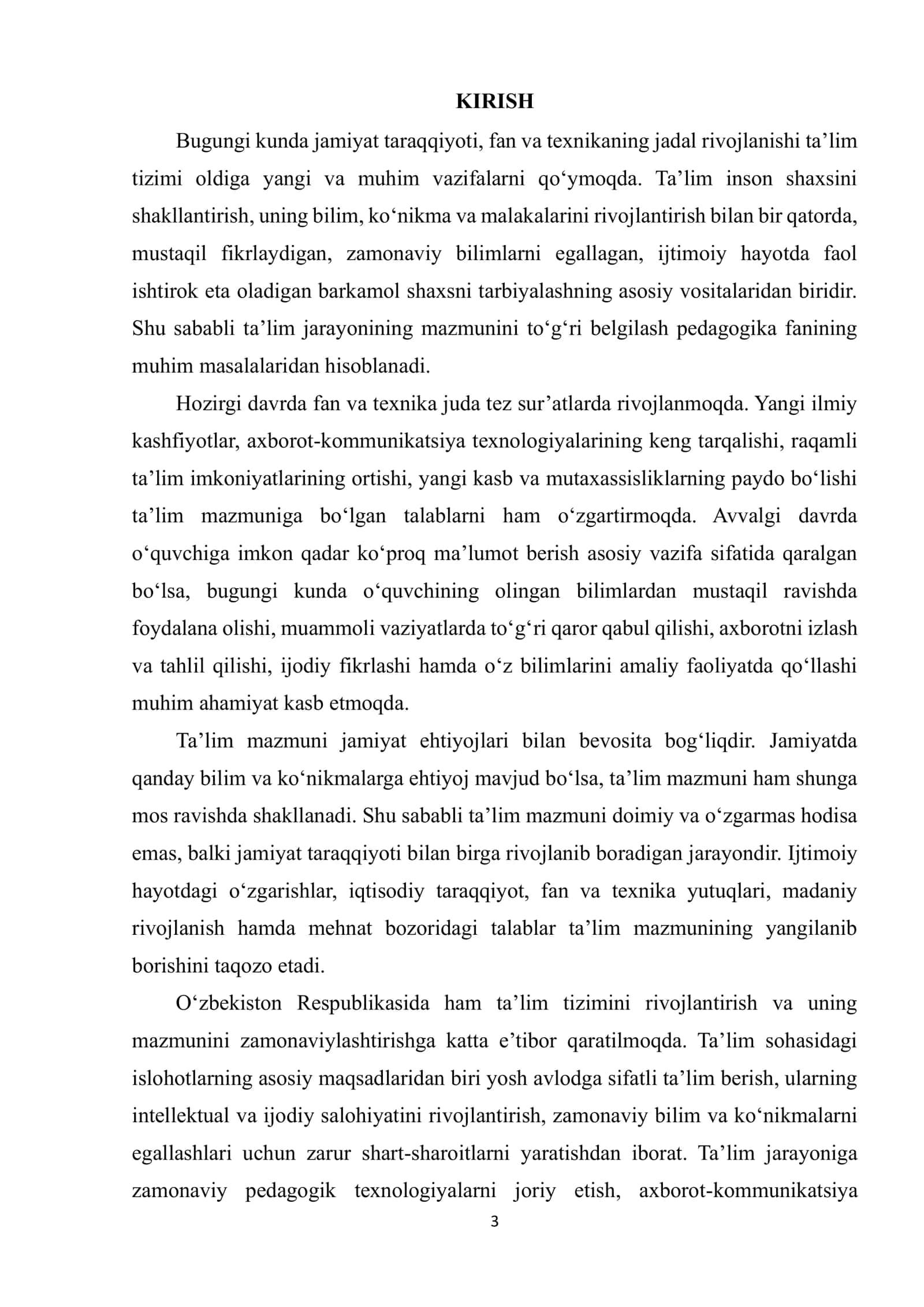 Taʼlimning mazmuni 3
