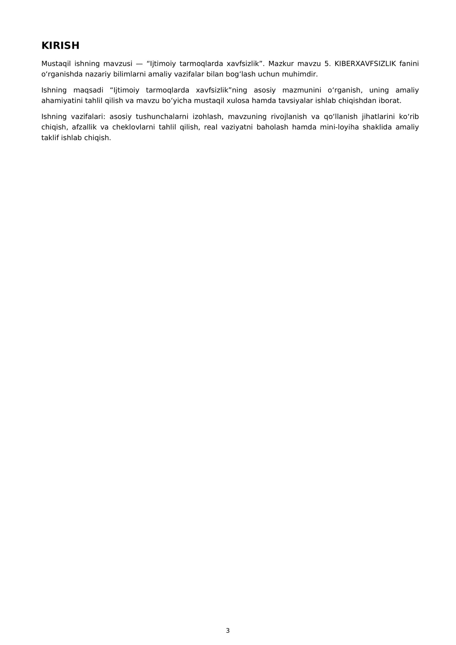 Mavzu: Ijtimoiy tarmoqlarda xavfsizlik 3