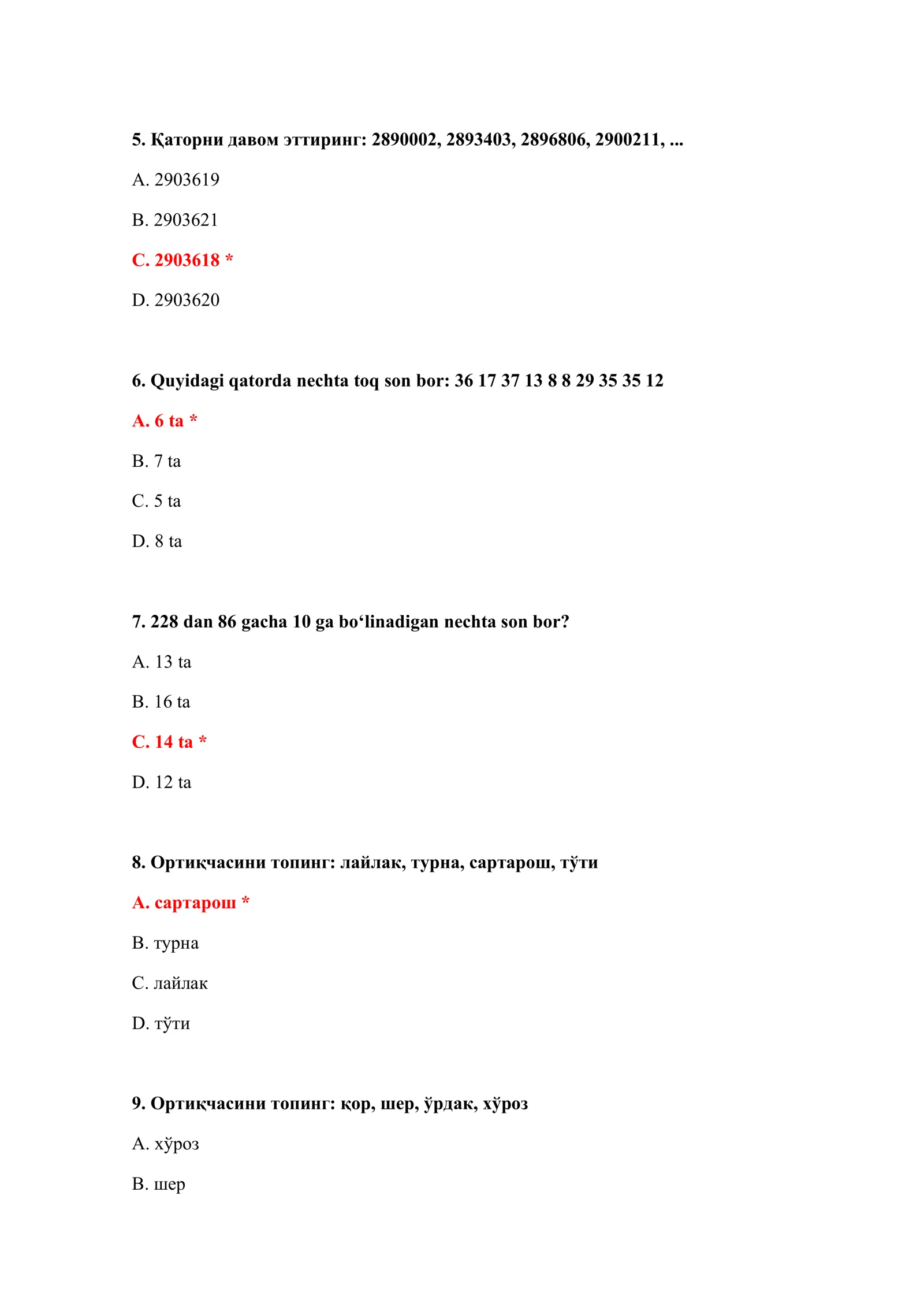 KIRISH SUHBAT TESTLARI 3