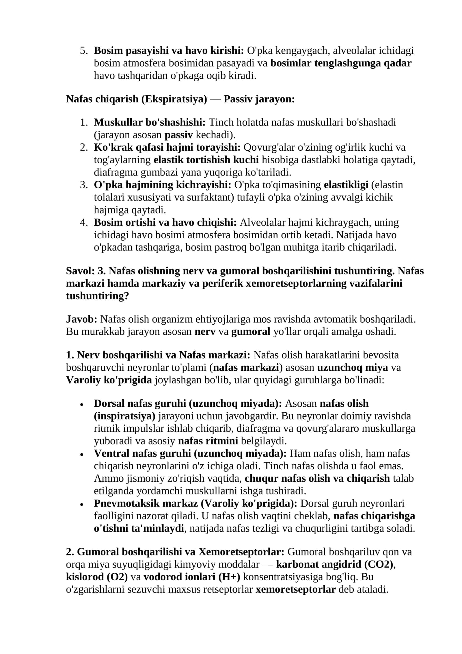 NORMAL FIZIOLOGIYA fanidan 2 kurs YK javoblari savollar 3