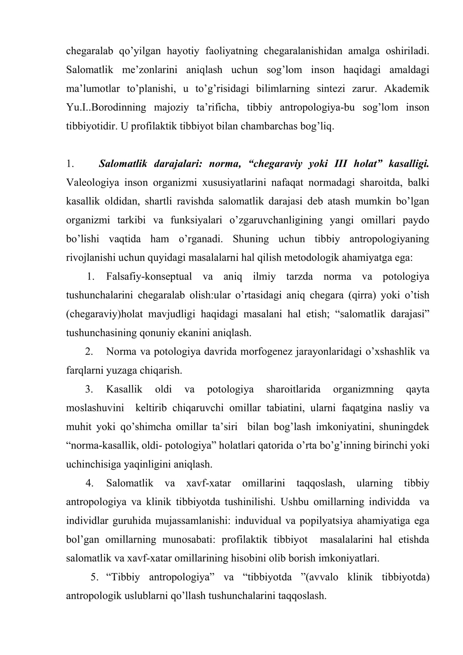 Sport antropologiyasi salomatlik va me’yor muammolarini hal etish yo’llari. Konstitutsiya haqida ma’lumot 3