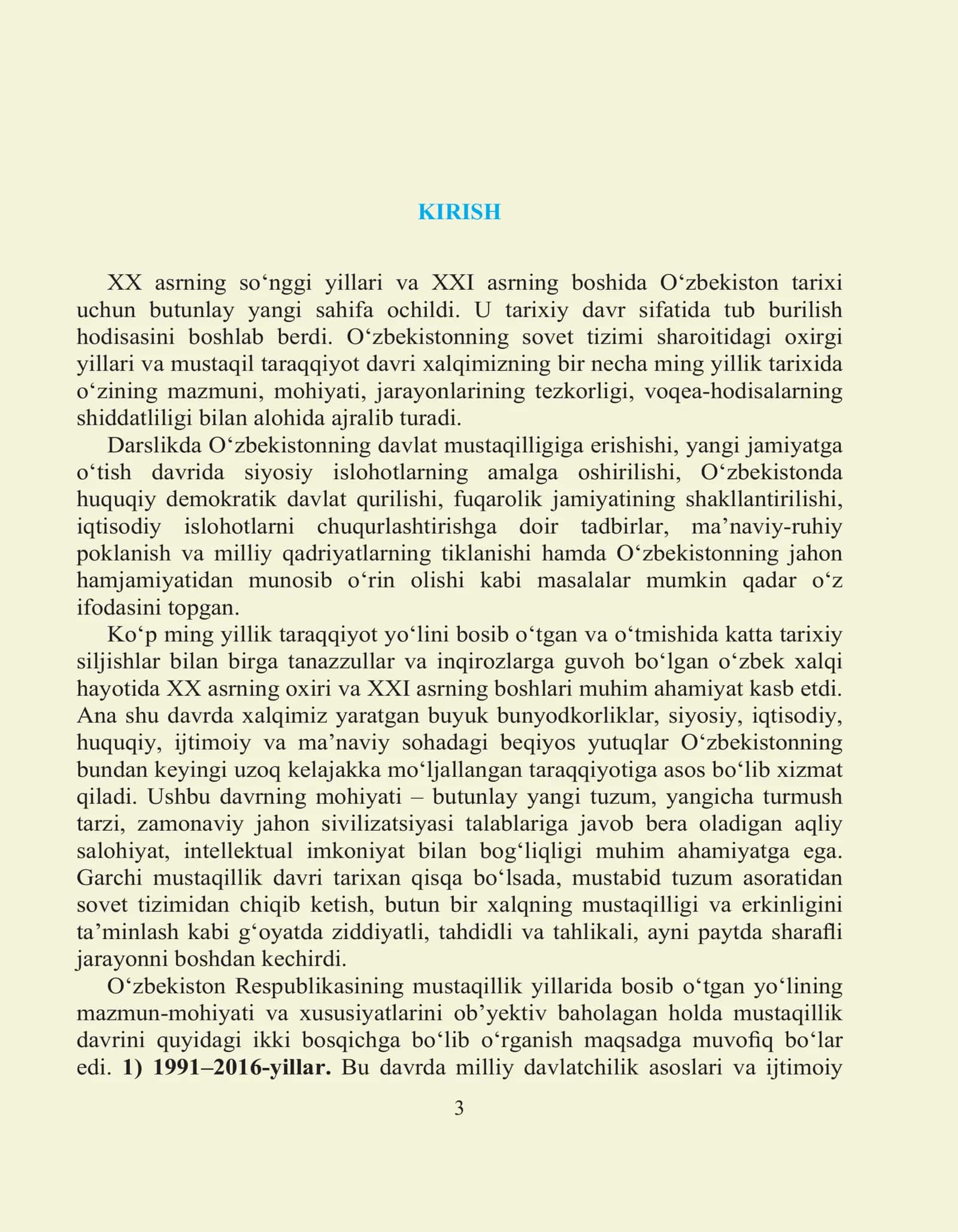 O‘zbekiston tarixi (Mustaqillik davri) 3
