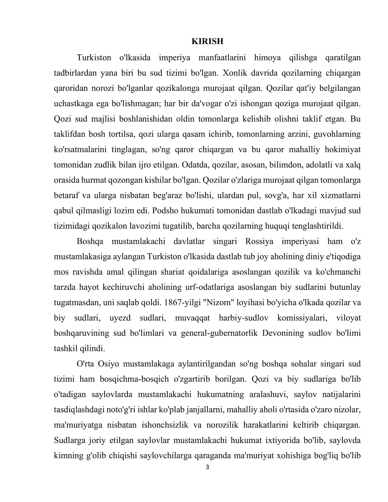 Mustamlaka boshqaruv tizimida hokimiyat, politsiya va sud organlari, ularning jazolash funksiyalarining kengayishi 3