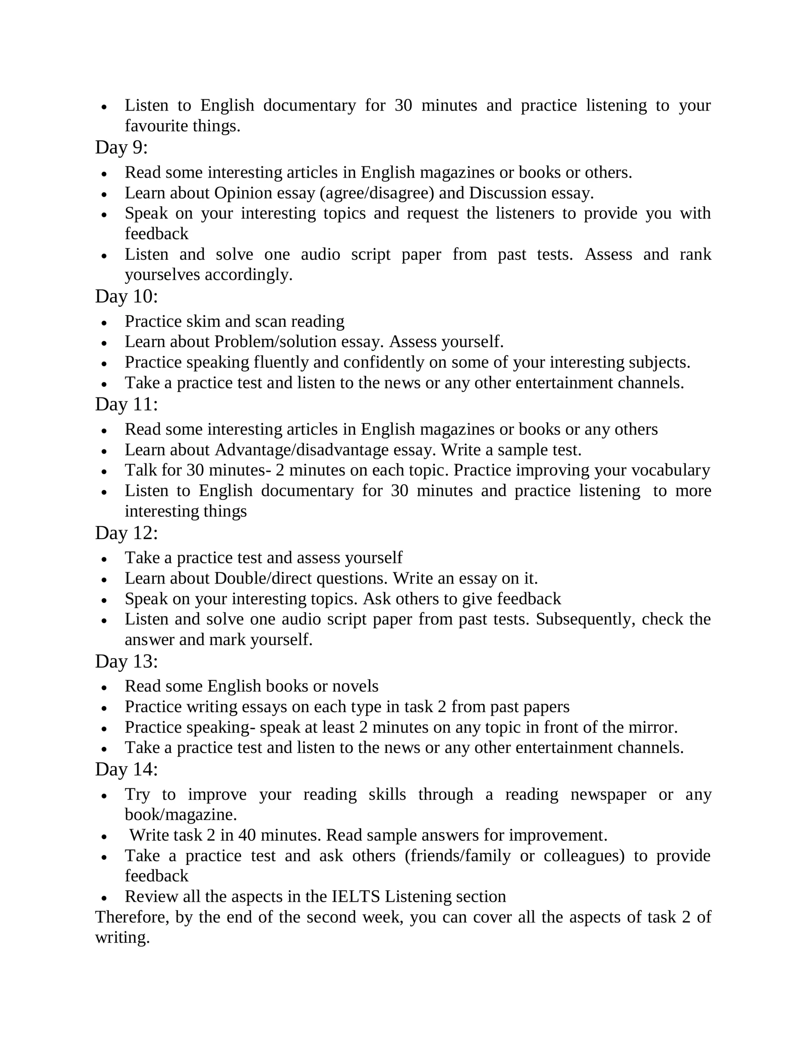 IELTS One Month Study Plan 3