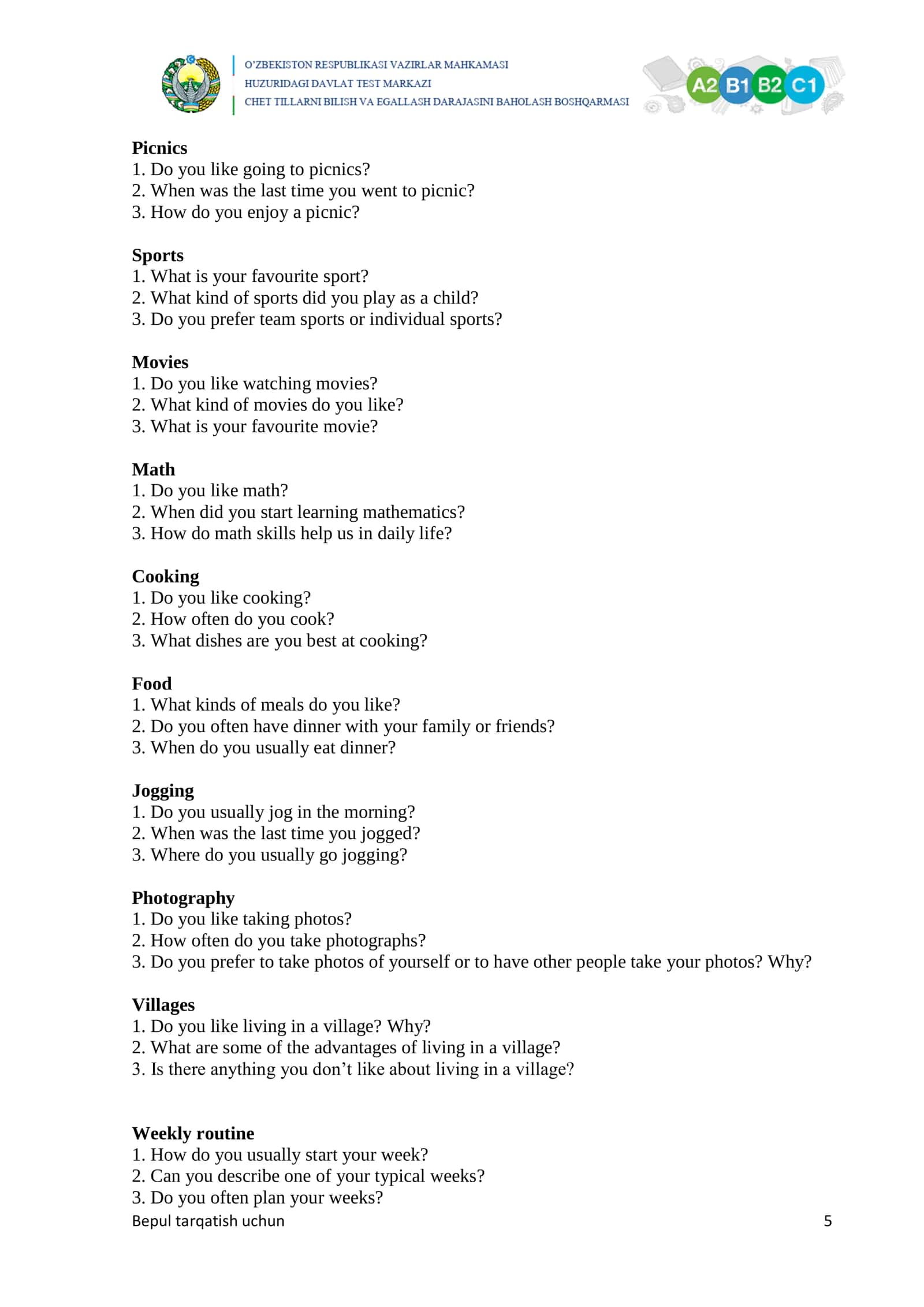 EXAM MATERIALS 3