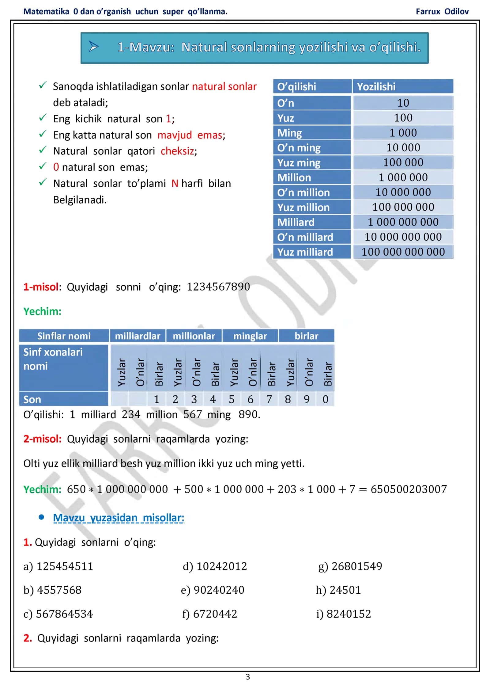 Matematika 0 dan o'rganish uchun super qo'llanma 3