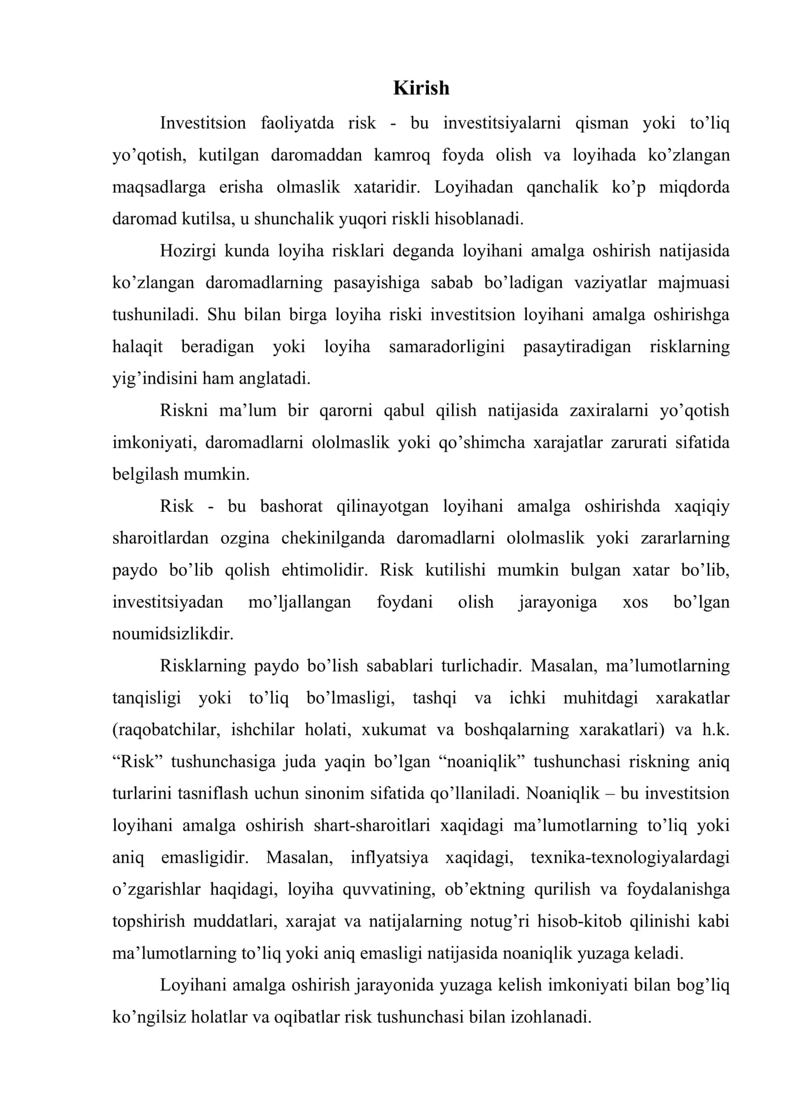 Investitsiya risklari va ularni pasaytirish yo’llari 3