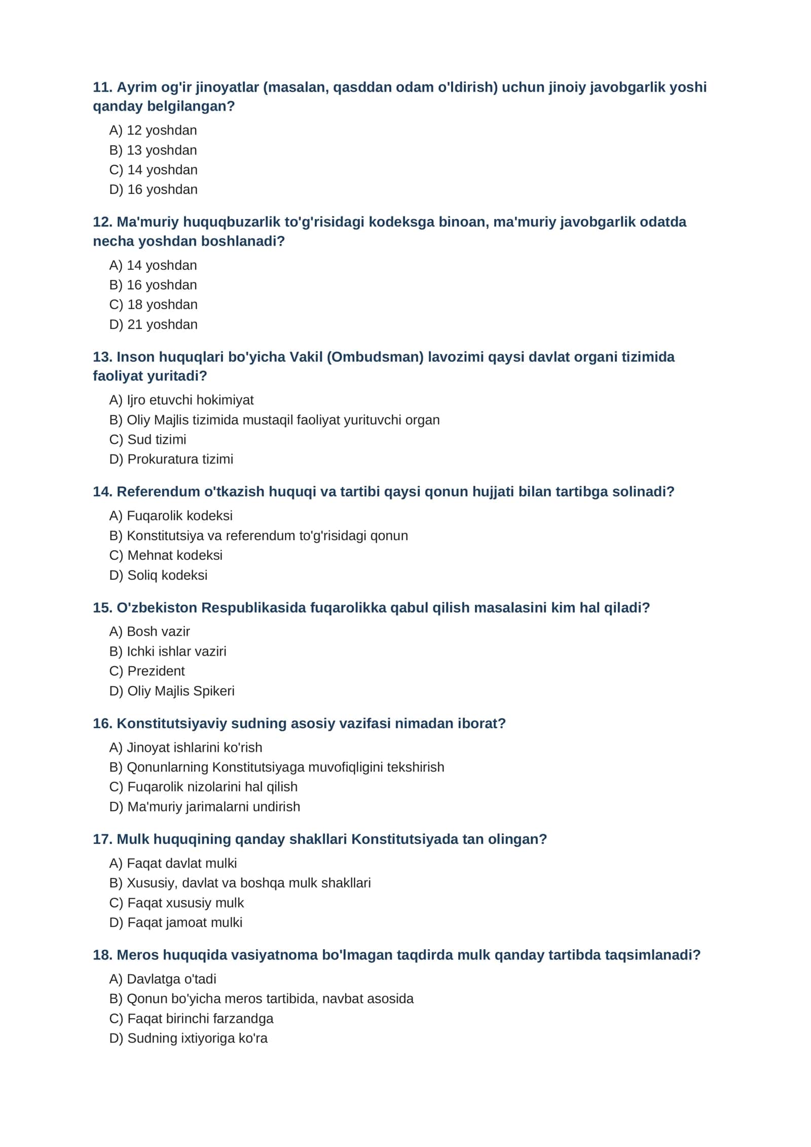 Huquq fanidan mashq testlari 3