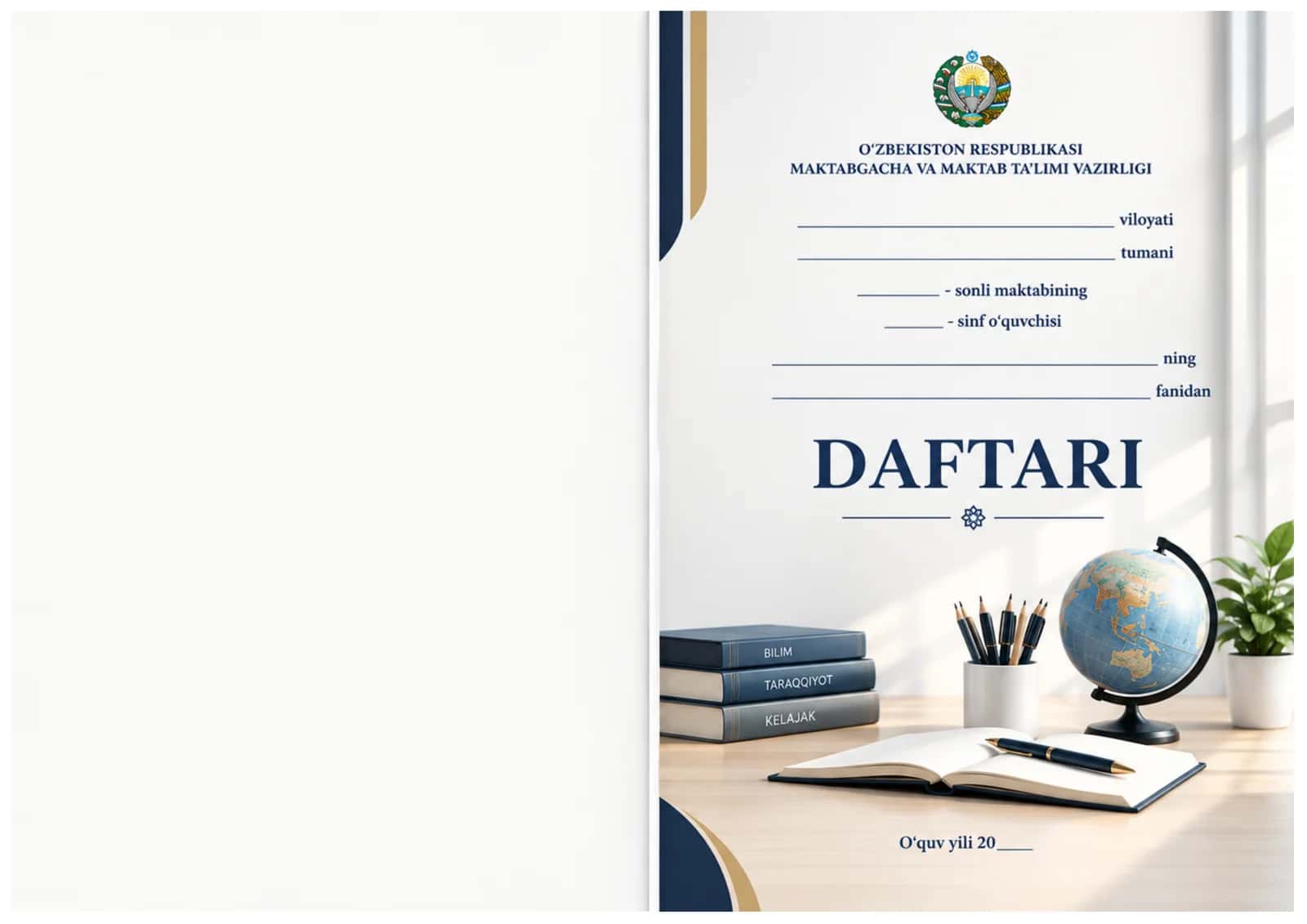 Daftar ustiga muqova maktab uchun 7in1 3