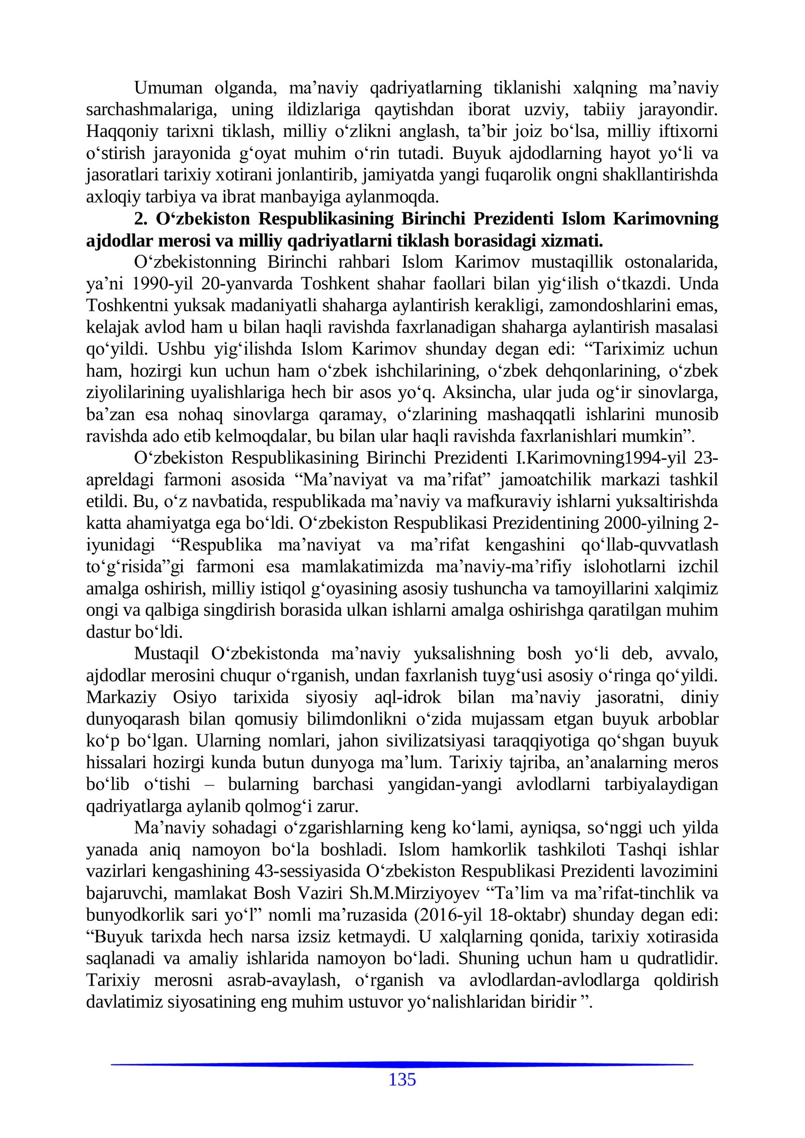 MUSTAQILLIK YILLARIDA O‘ZBEKISTONDAGI MAʼNAVIY VA MADANIY TARAQQIYOT 3