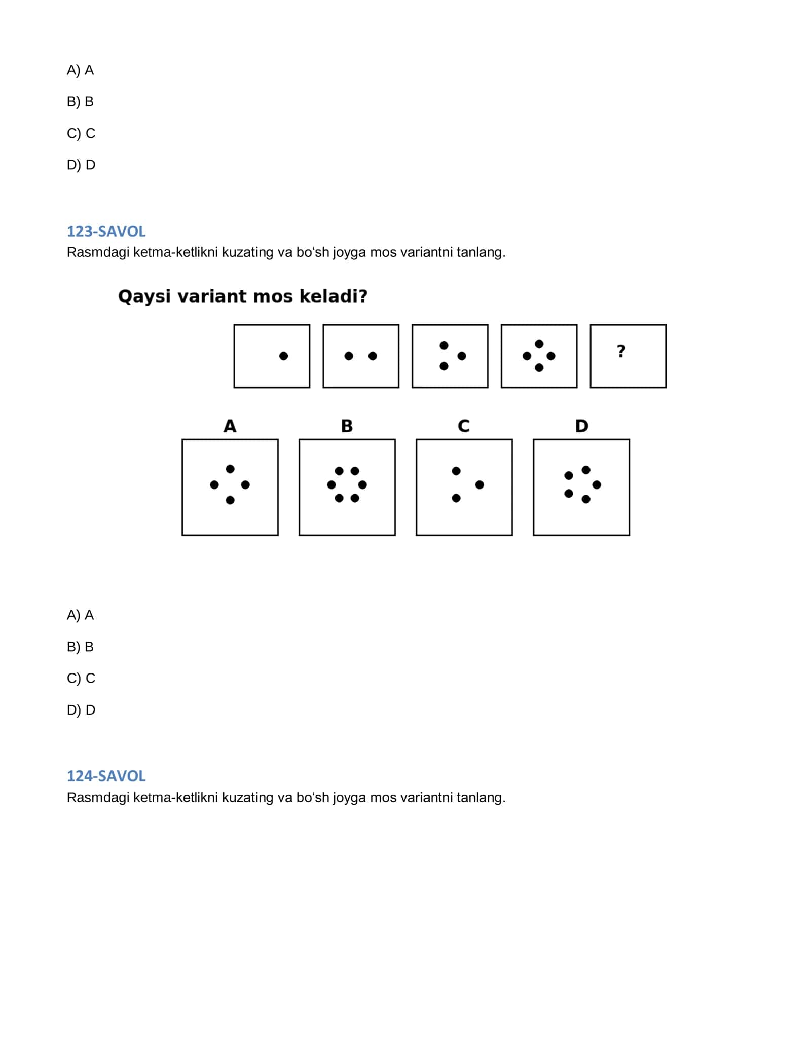 ARGOS IQ — 80 ta rasmli mantiqiy test 3