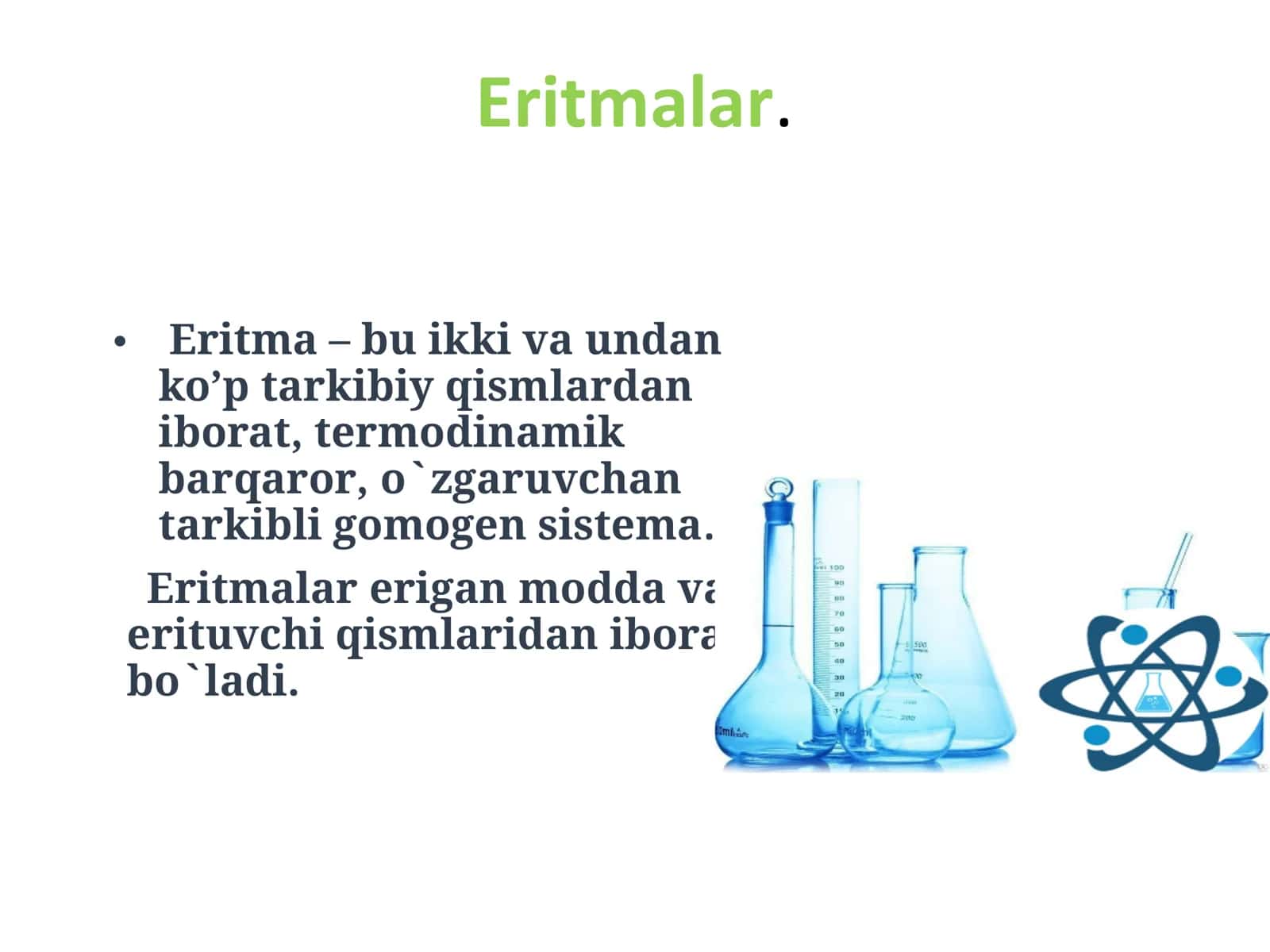 Eritmalar. Eritmalarning konsentratsiyalarini ifodalash usullari 3