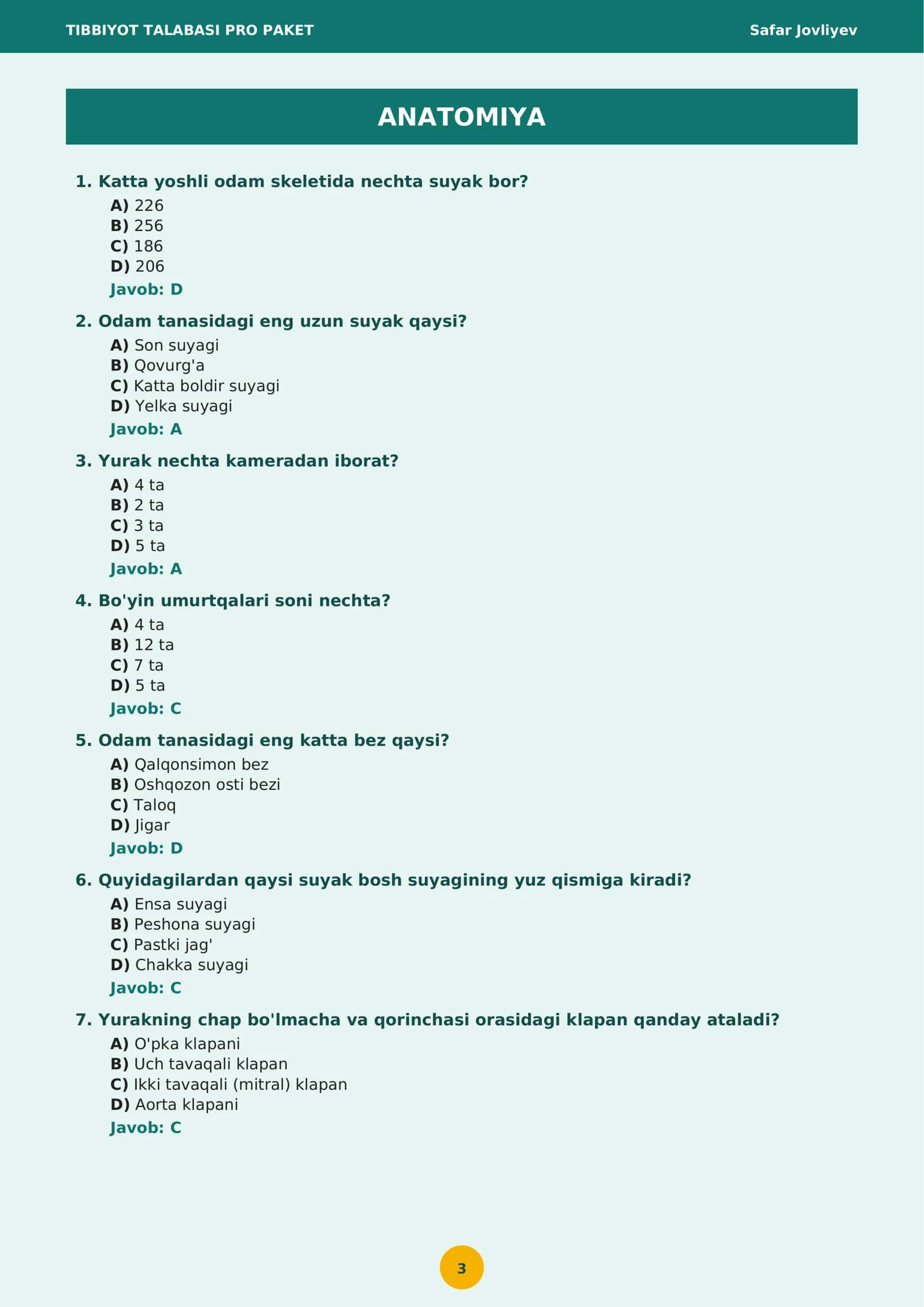 TIBBIYOT TALABASI PRO PAKET 3