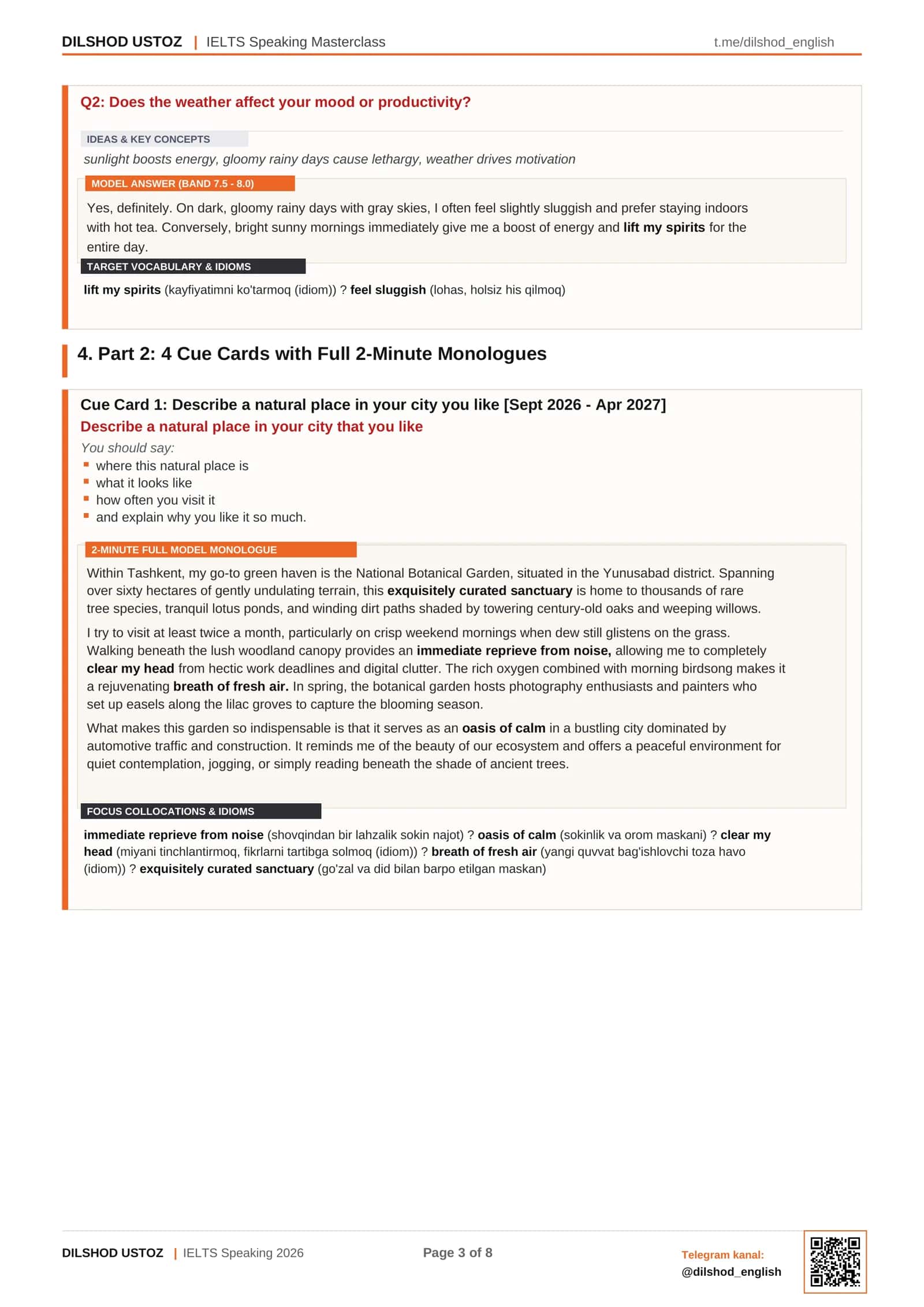 IELTS Speaking Masterclass lesson 6. 3
