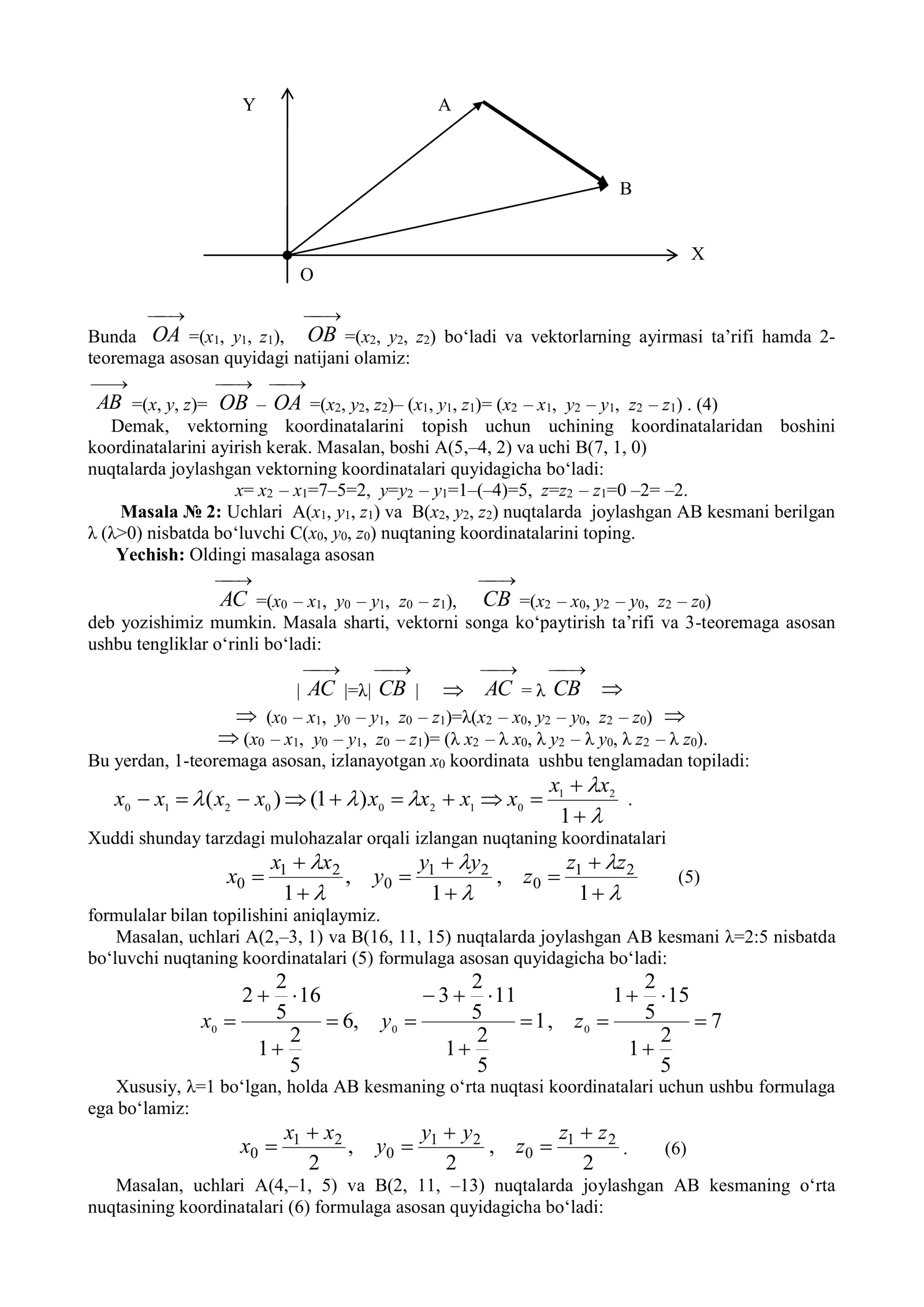 Vektorlar va ular ustida chiziqli amallar 3
