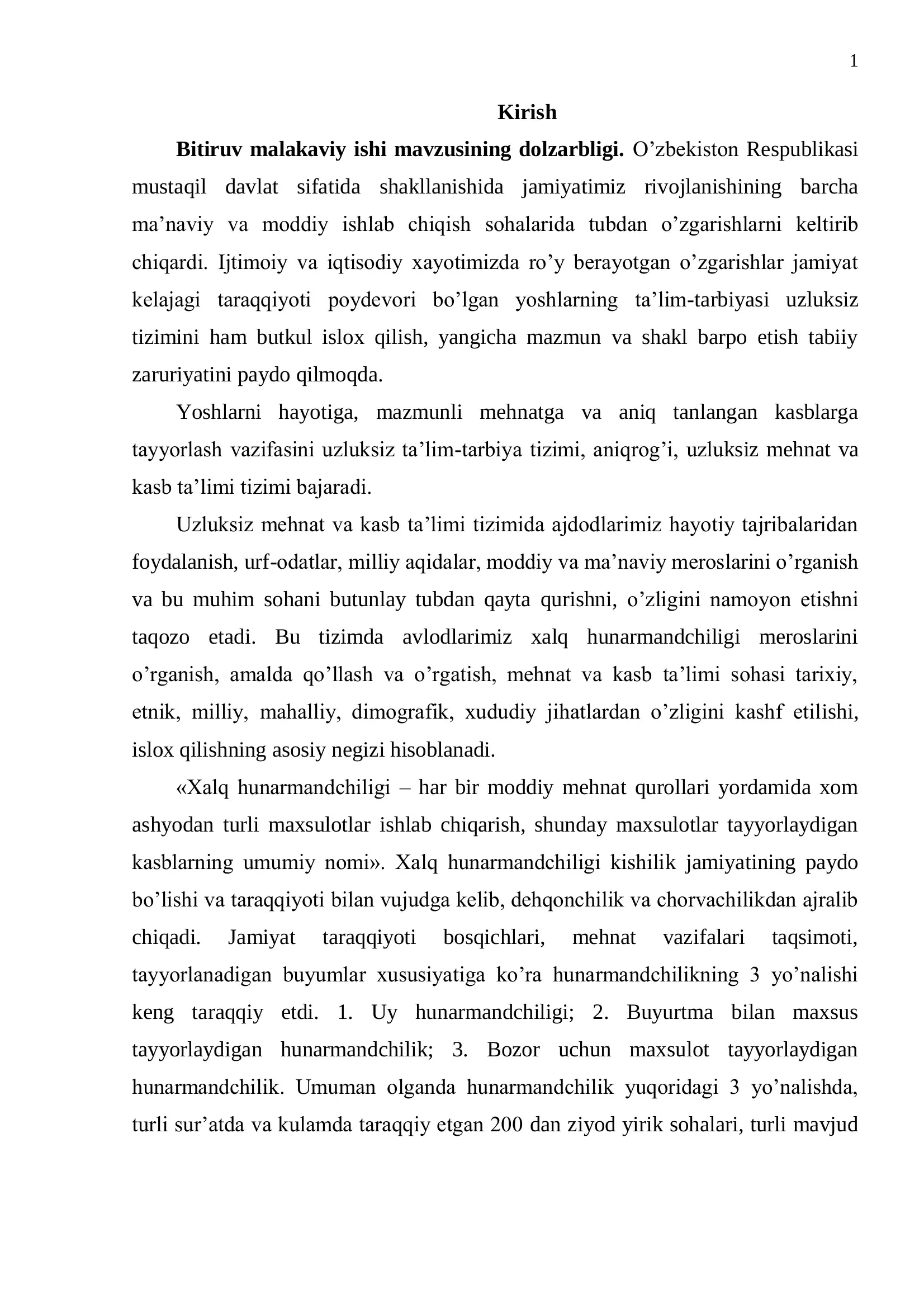 MEHNAT TA'LIMI DARSALARIDA XALQ AN'ANALARIDA KASB VA MEHNAT TARBIYASINING TUTGAN O'RNI MALAKAVIY BITIRUV ISHI 3