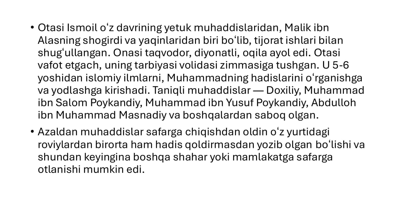 Imom Buxoriyning hadis ilmiga qoʻshgan hissasi 3