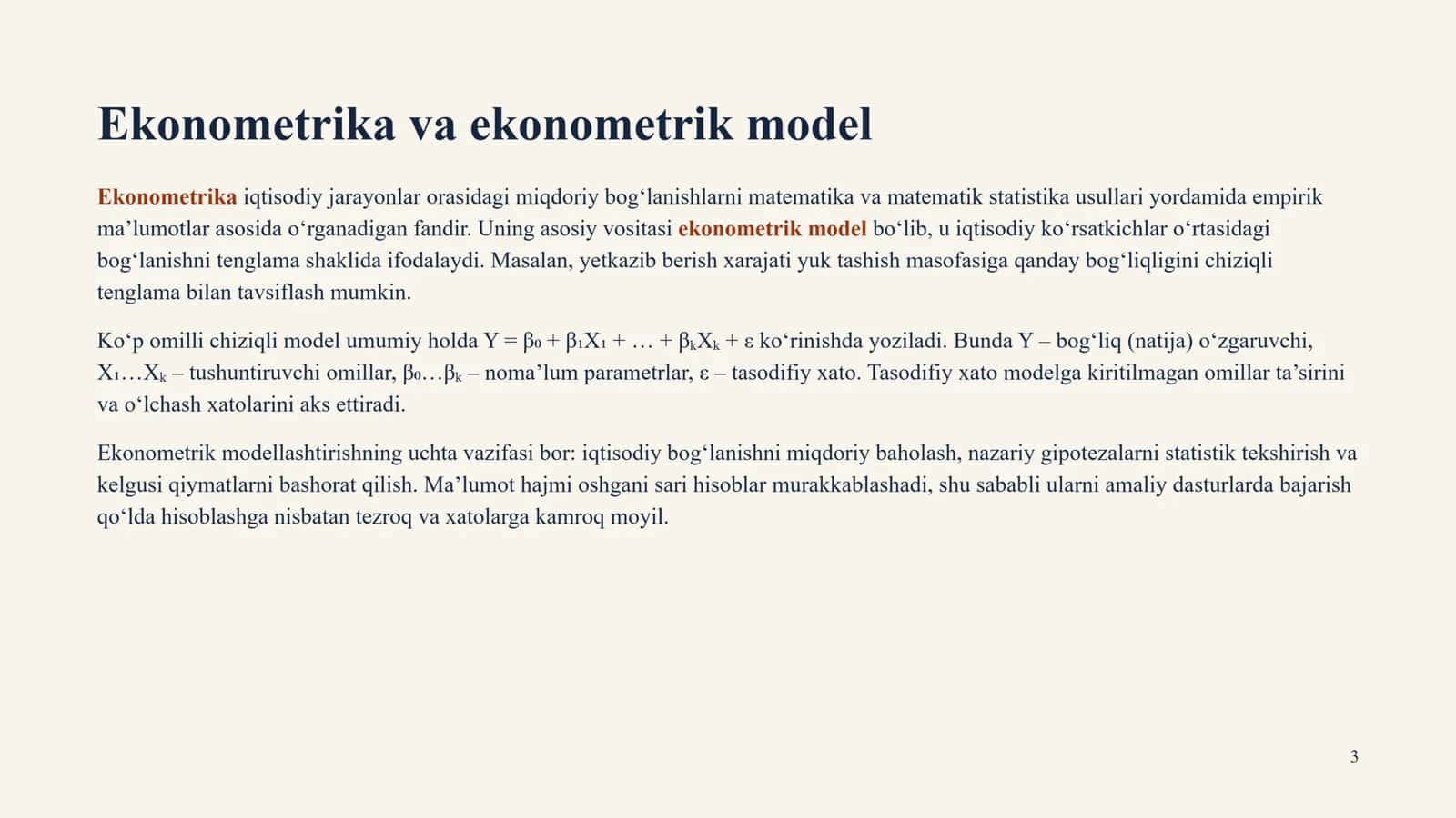 Ekonometrik Modelashtirishda amaliy dasturlar 3