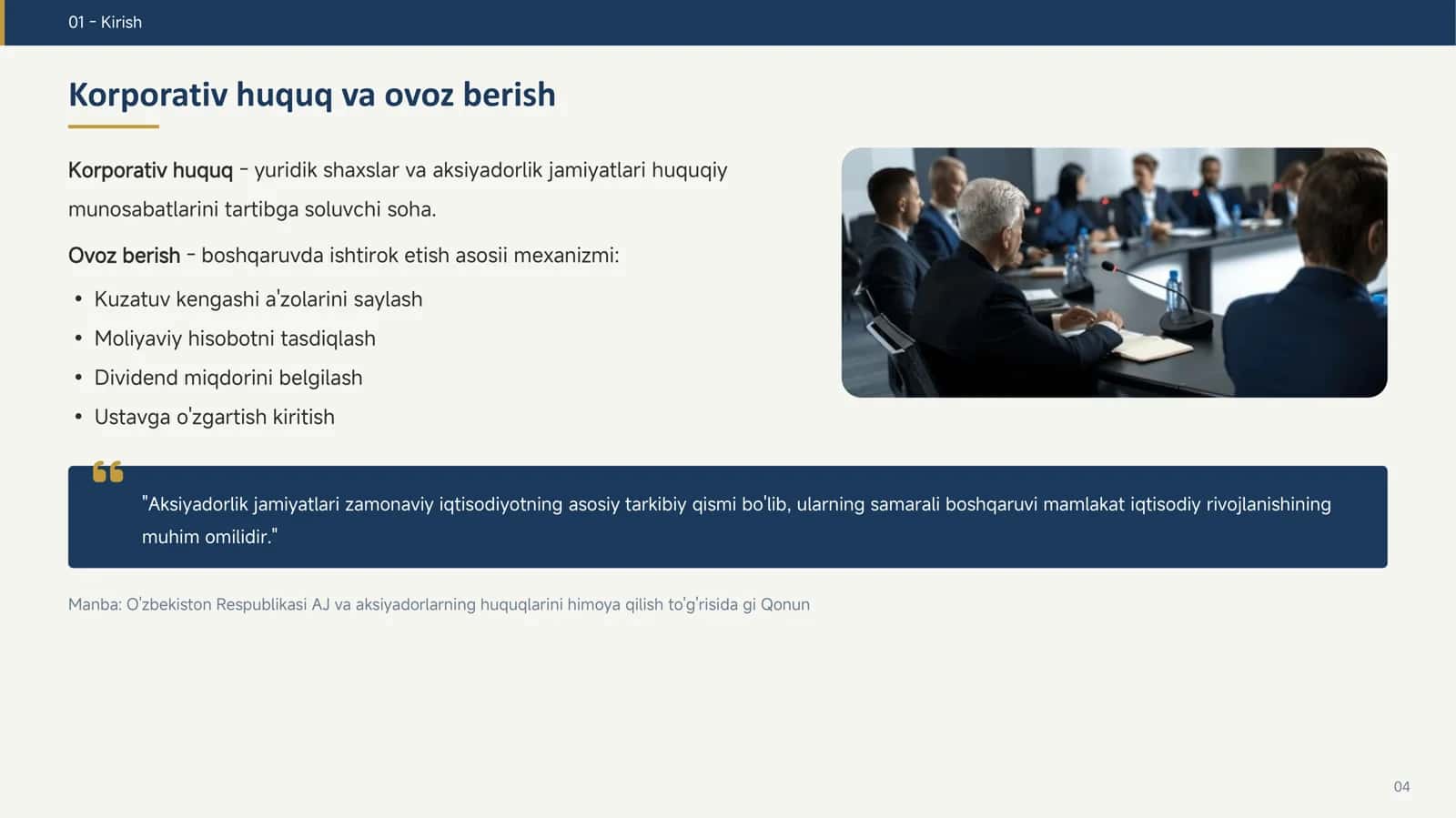 Aksiyadorlarning umumiy yig'ilishda ovoz berishi 3