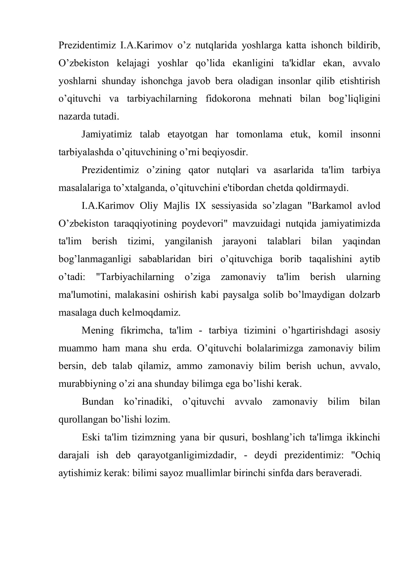 NOSIROVA XURSHIDANING PEDAGOGIKA FANIDAN TAYYORLAGAN NAVOIY-2014 3