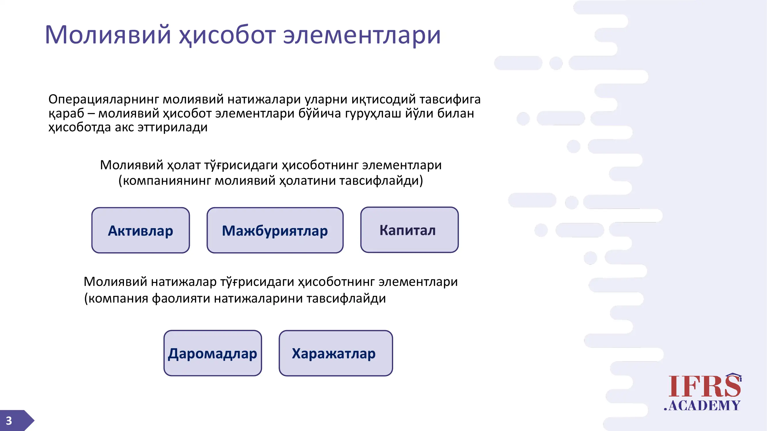 Молиявий Ҳисобот Элементлари 3