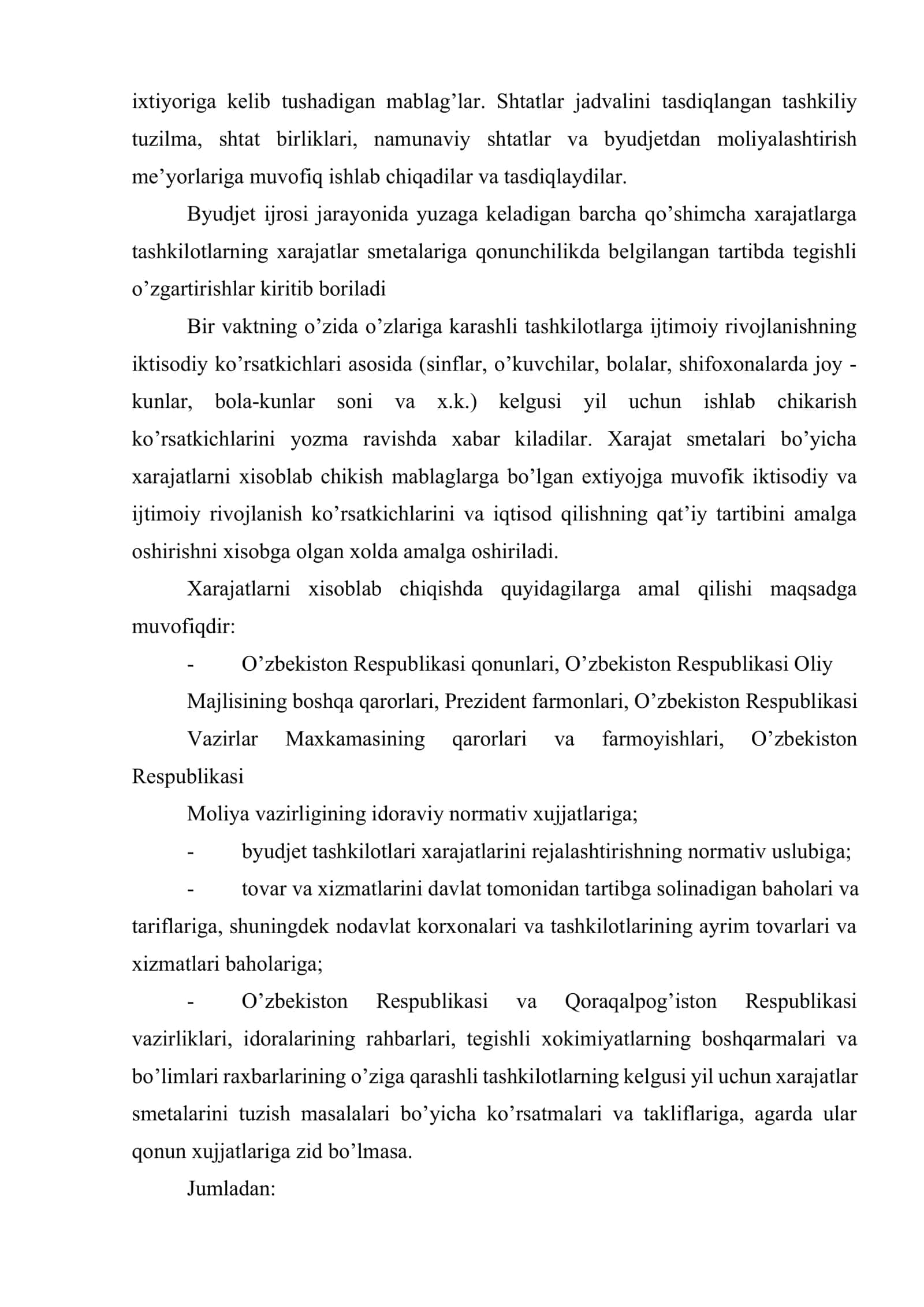 Byudjet tashkilotlari xarajatlar smetasini tuzish hamda rasmiylashtrish 3