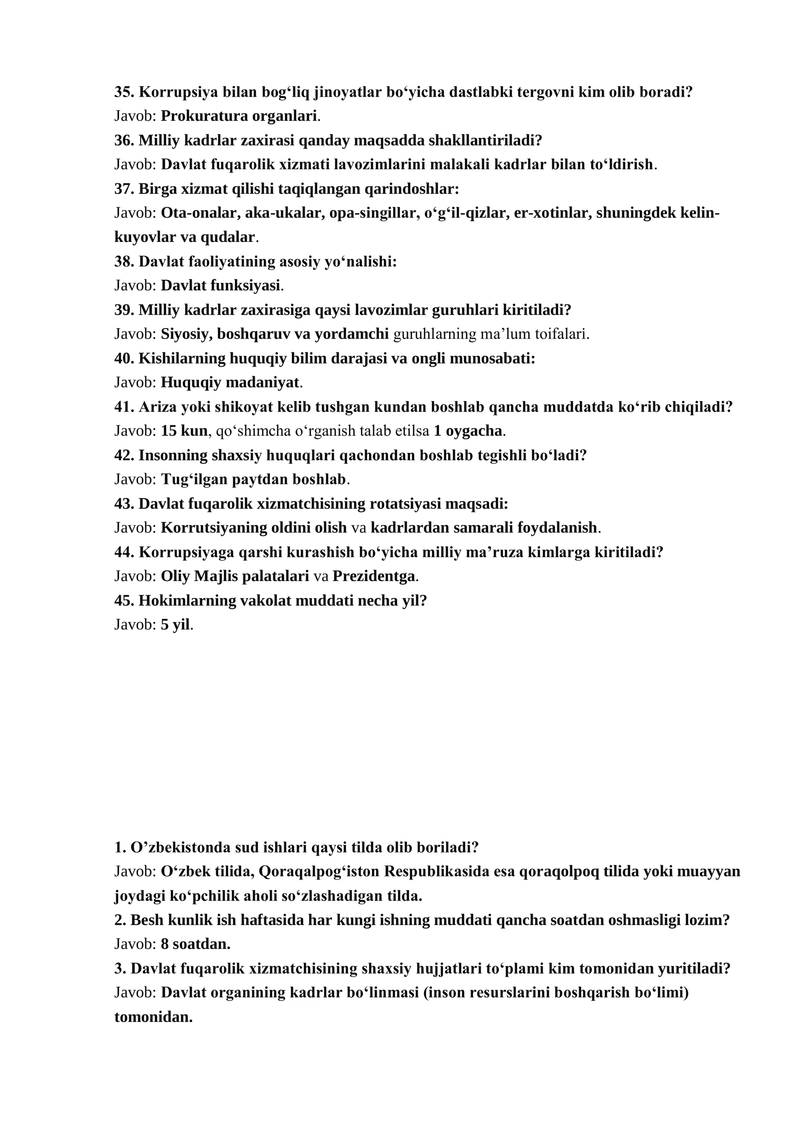 ARGOS TEST SAVOLLARI Milliy qonunchilik (Javoblari bilan) 3