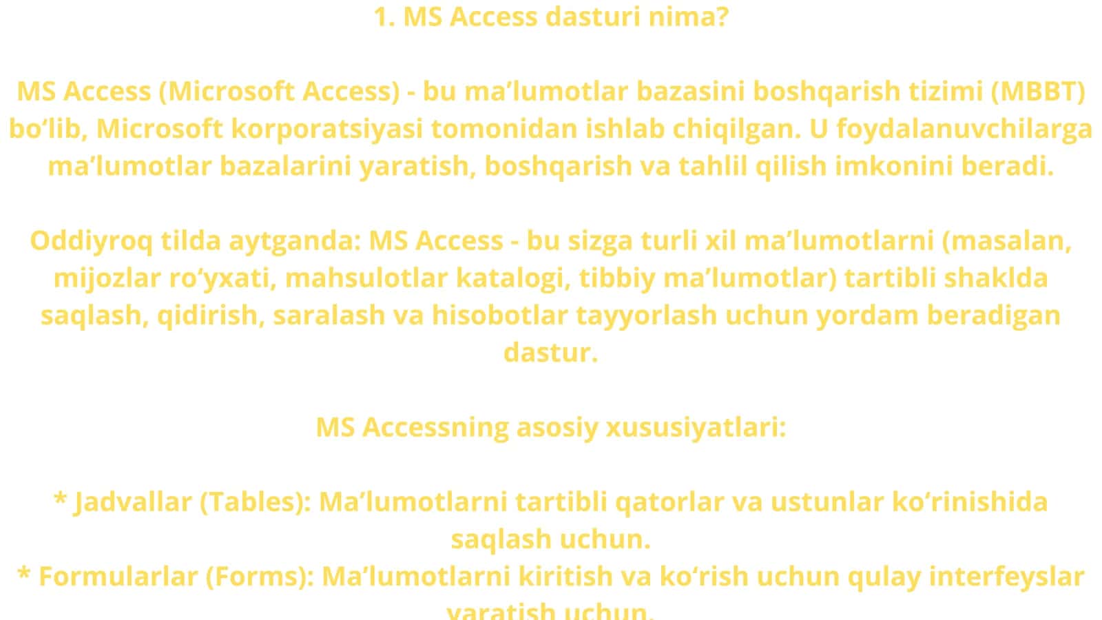 Tibbiyot grafik axborot tizimlari MS Access dasturiy taʼminotidan foydalanish 3