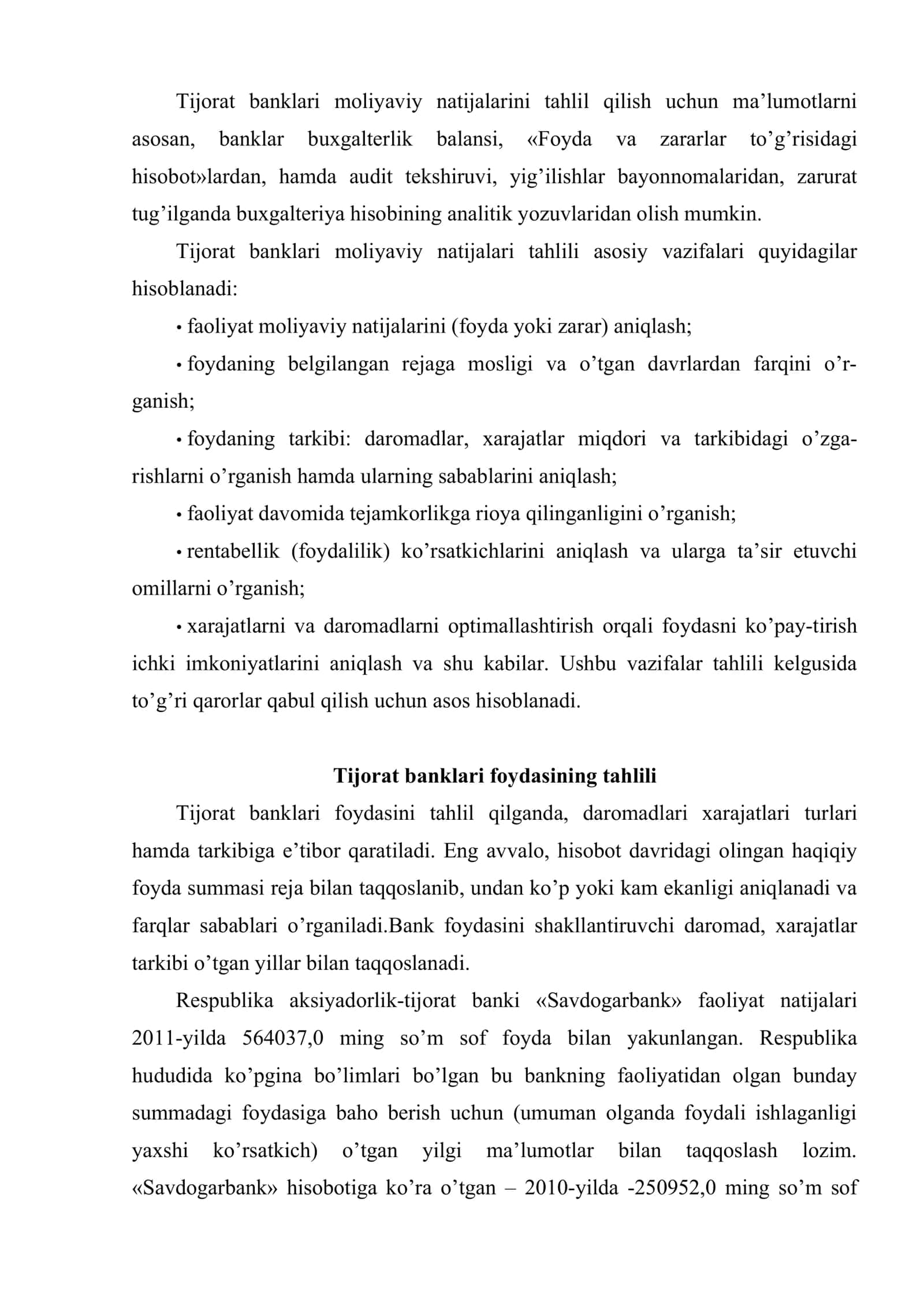 Tijorat banklarining moliyaviy natijalari tahlili 3