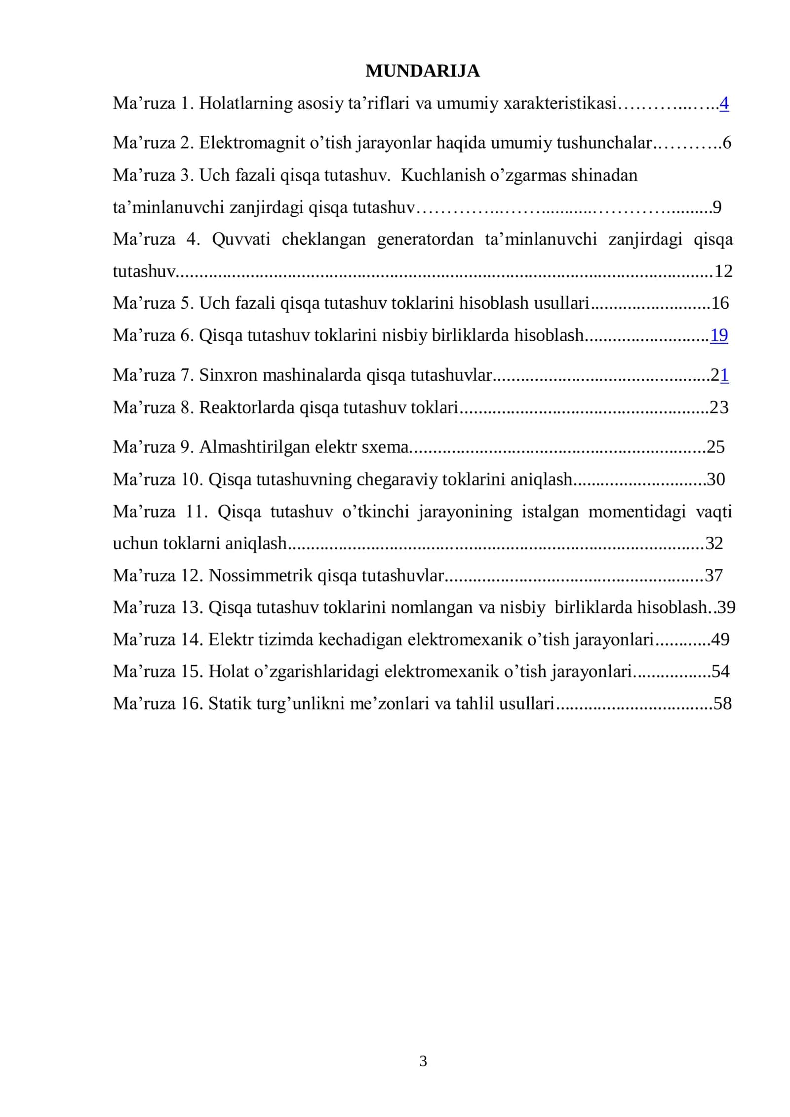 O’tkinchi jarayonlar - Elektroenergetika 3