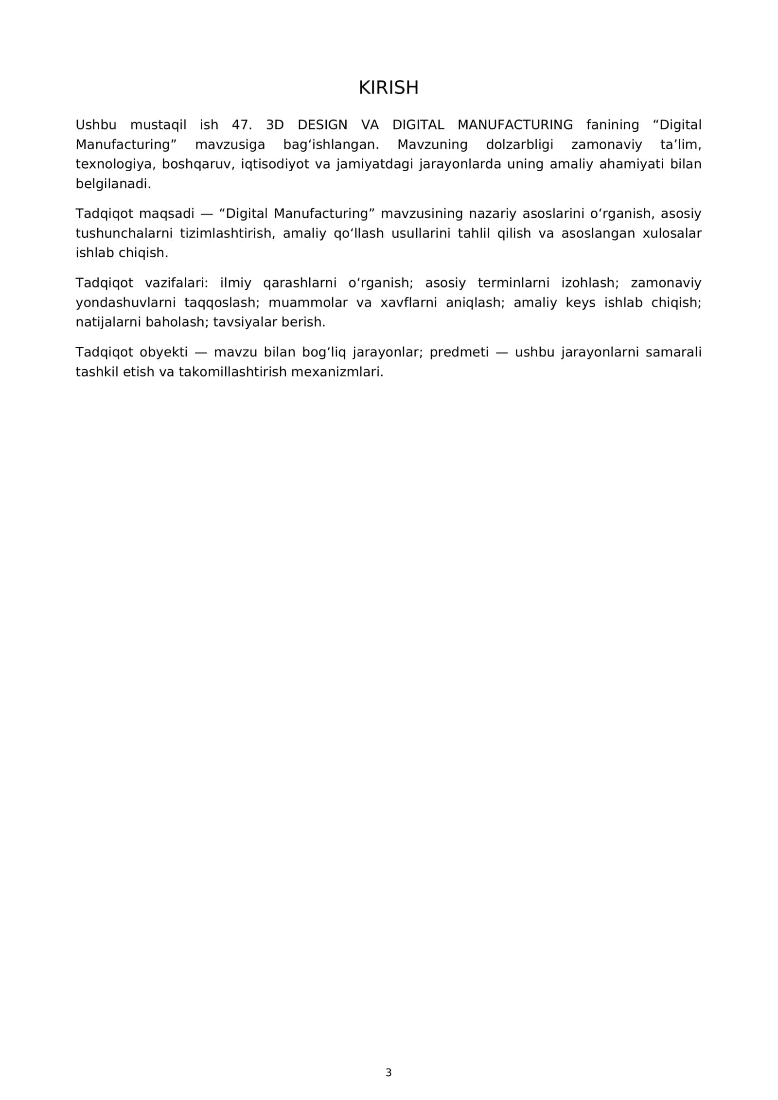 3D DESIGN VA DIGITAL MANUFACTURING 3