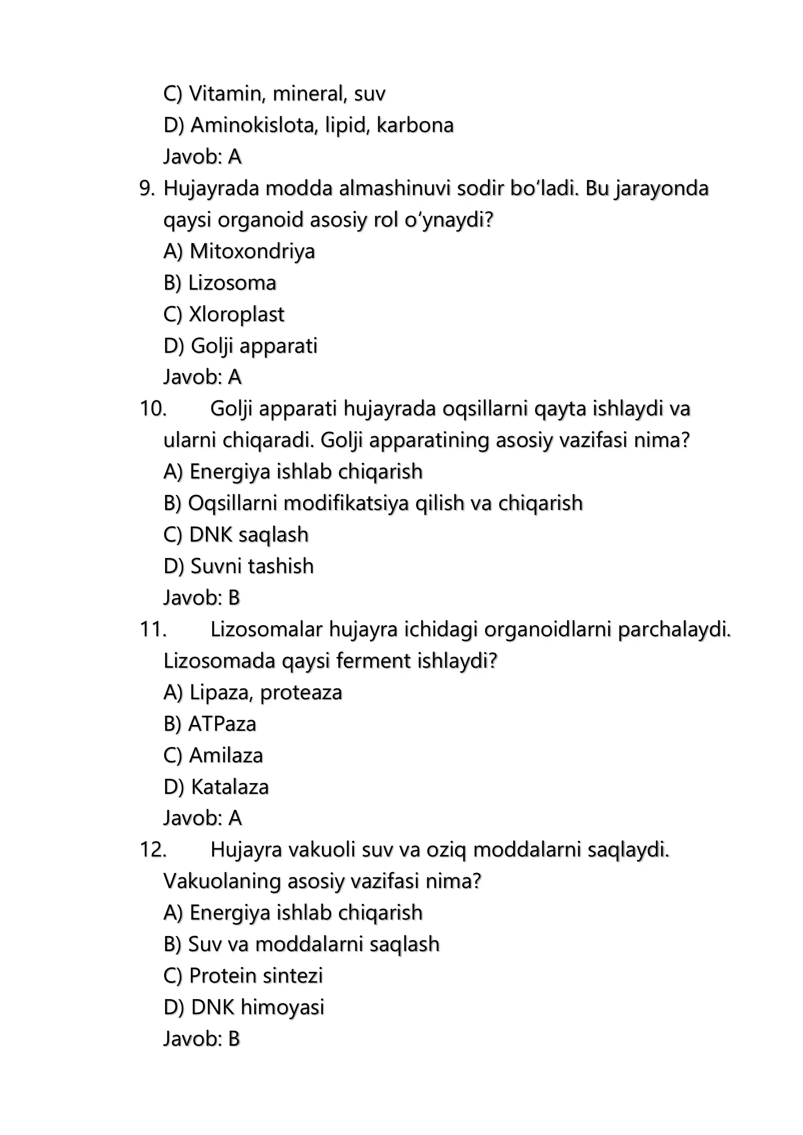 11-sinf Biologiya – Milliy Sertifikat Testi (100 savol) 3