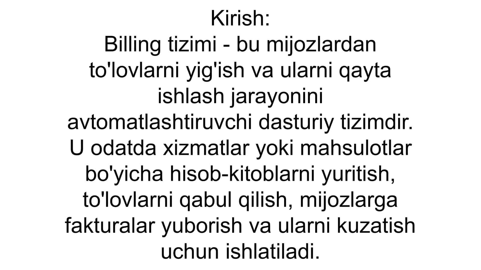 BILLING tizimini ishlash texnologiyasi va iqtisodiyotda qo'llash salmog'i 3