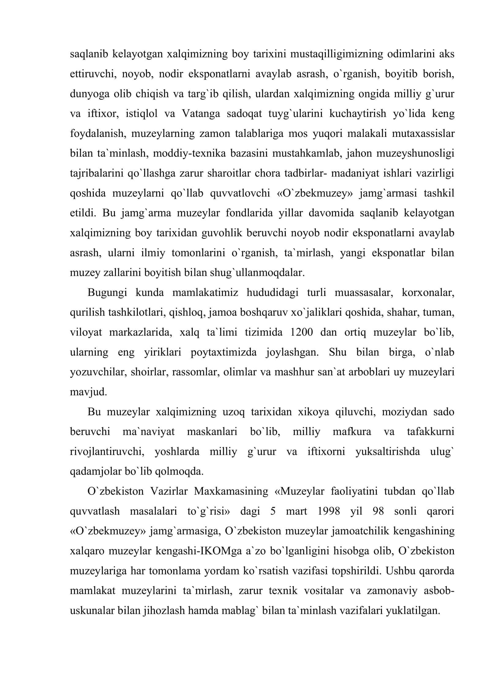 Mustaqillik davrida O`zbekistonda muzeylar va muzey ishi 3