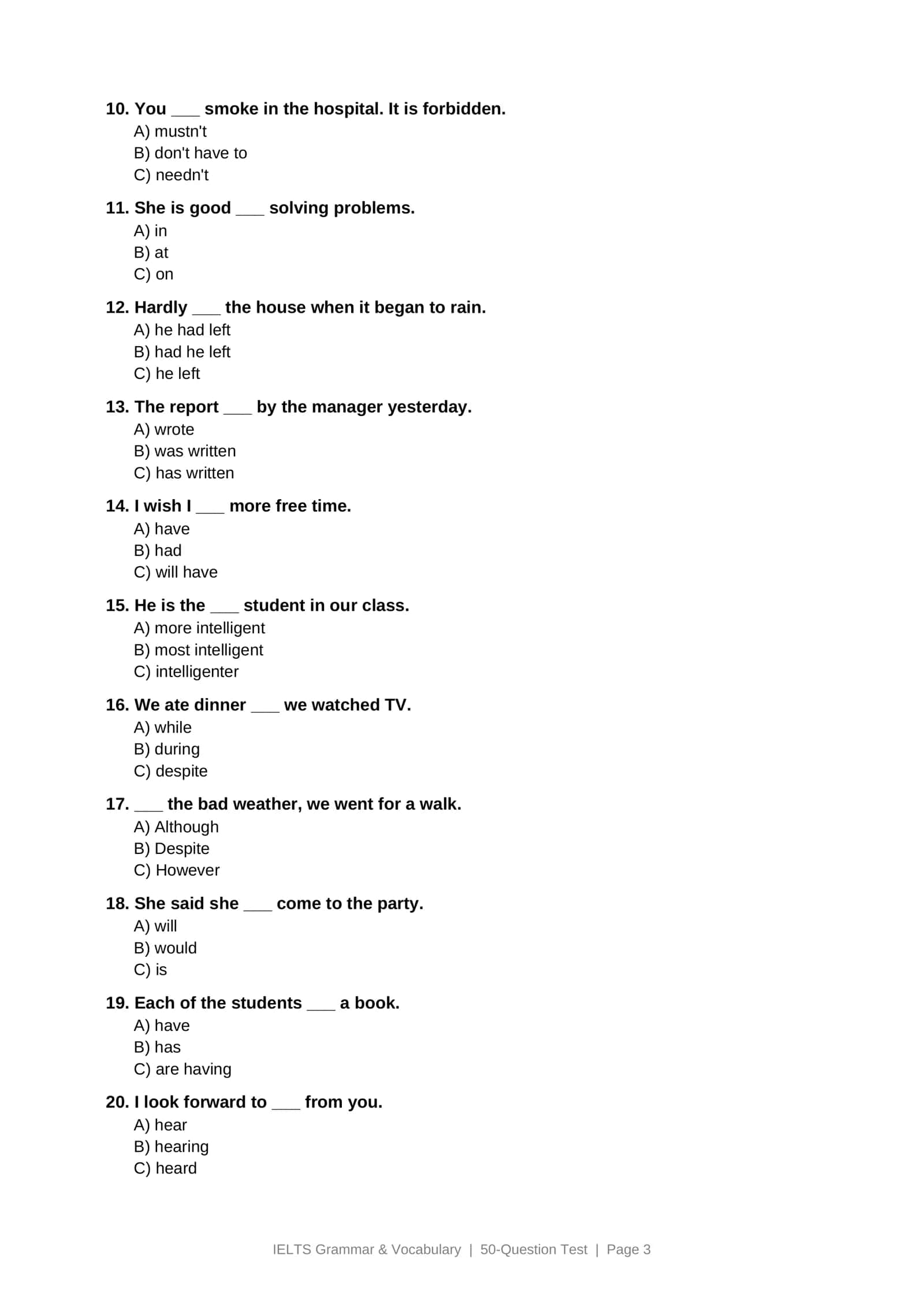 IELTS Grammar & Vocabulary: 50 ta savolli mashq testi (Band 5-6) 3