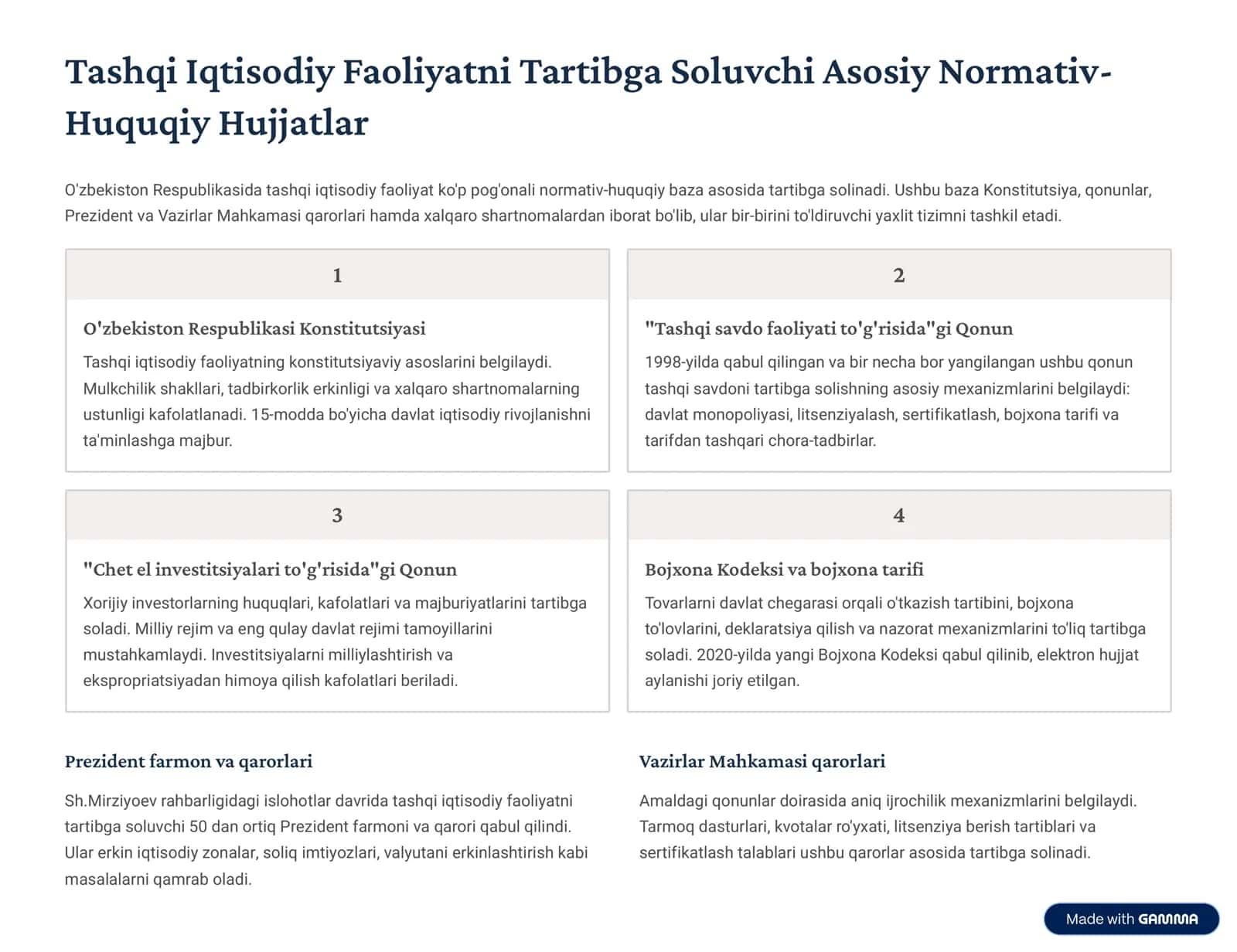 Tashqi Iqtisodiy Faoliyatning Huquqiy  Tartibga Solinishi 3