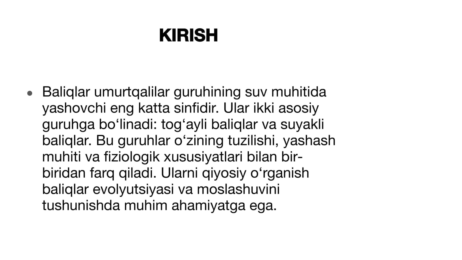 Tog‘ayli va suyakli baliqlarning morfologik va ﬁziologik xususiyatlariga qiyosiy tavsif 3
