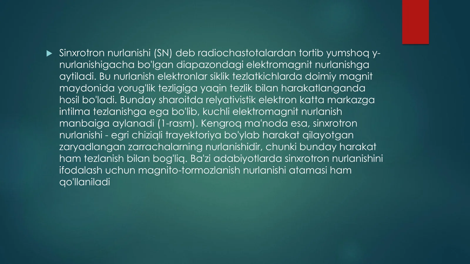Sinxrotron nurlanishining modda bilan o’zaro ta’siri 3