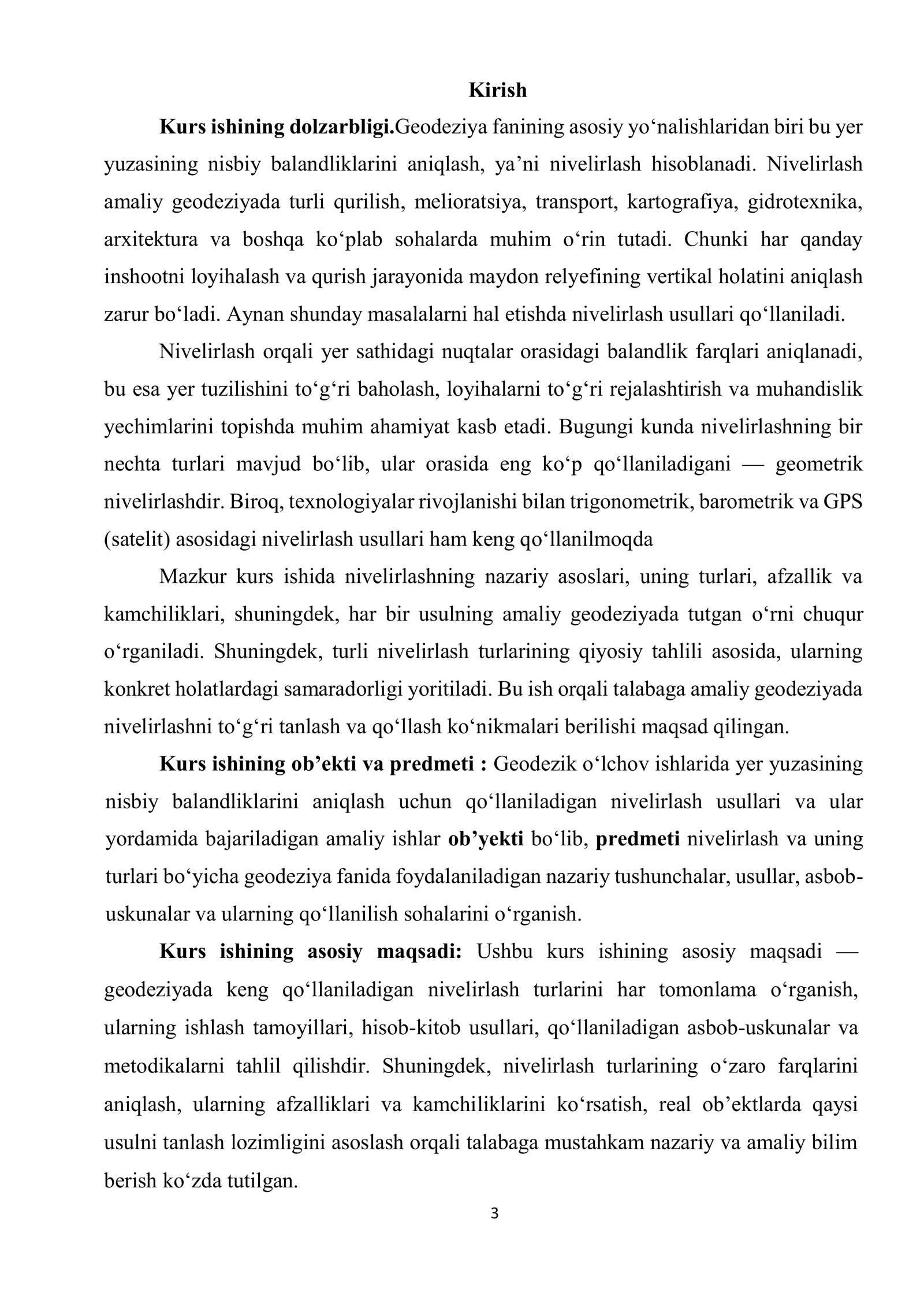 KURS ISHI "Nivelirlash va uning turlari" 3