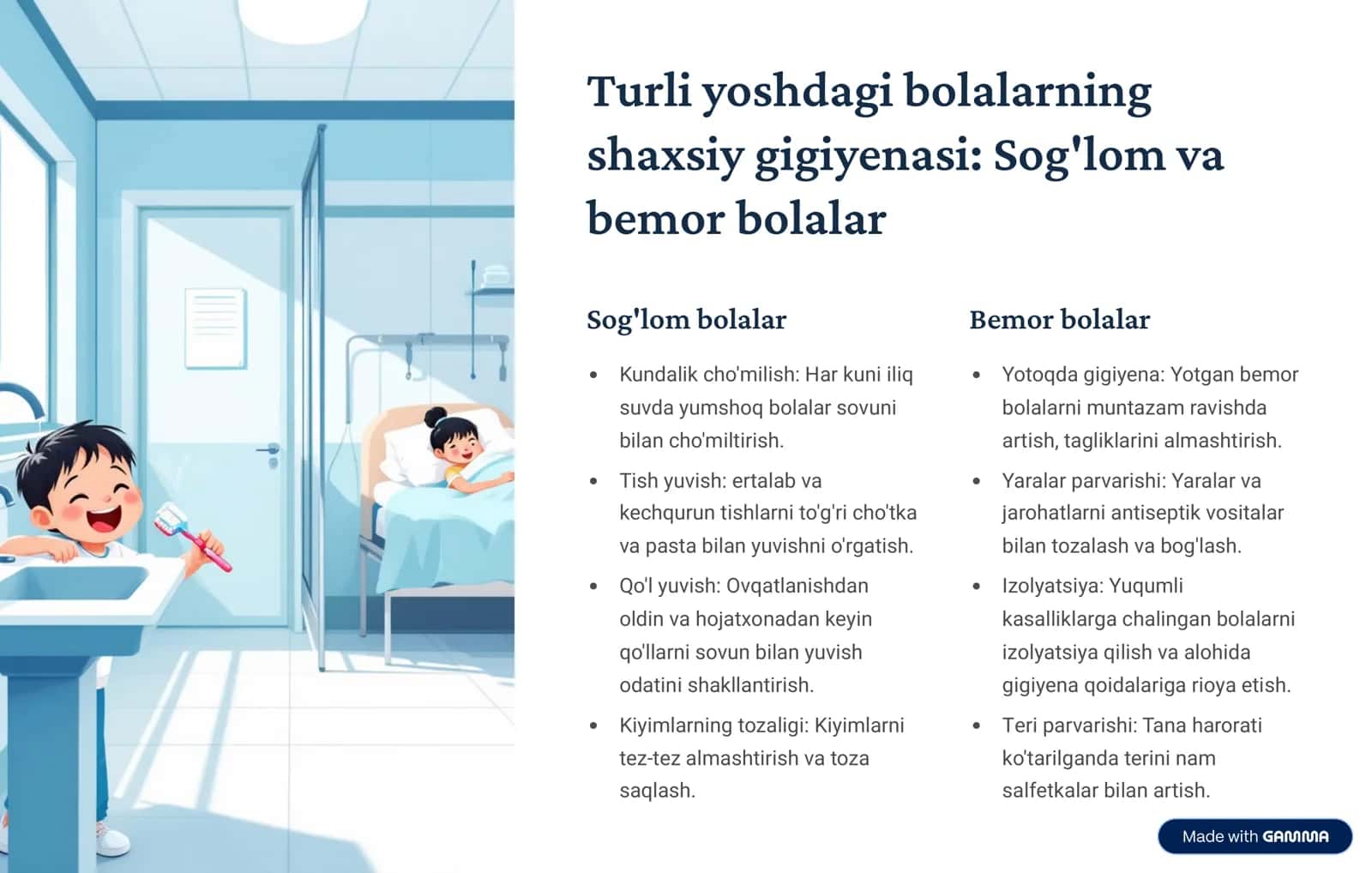 Bolalar shifoxonasi xodimlari va bolalar gigiyenasi: Asosiy tamoyillar 3