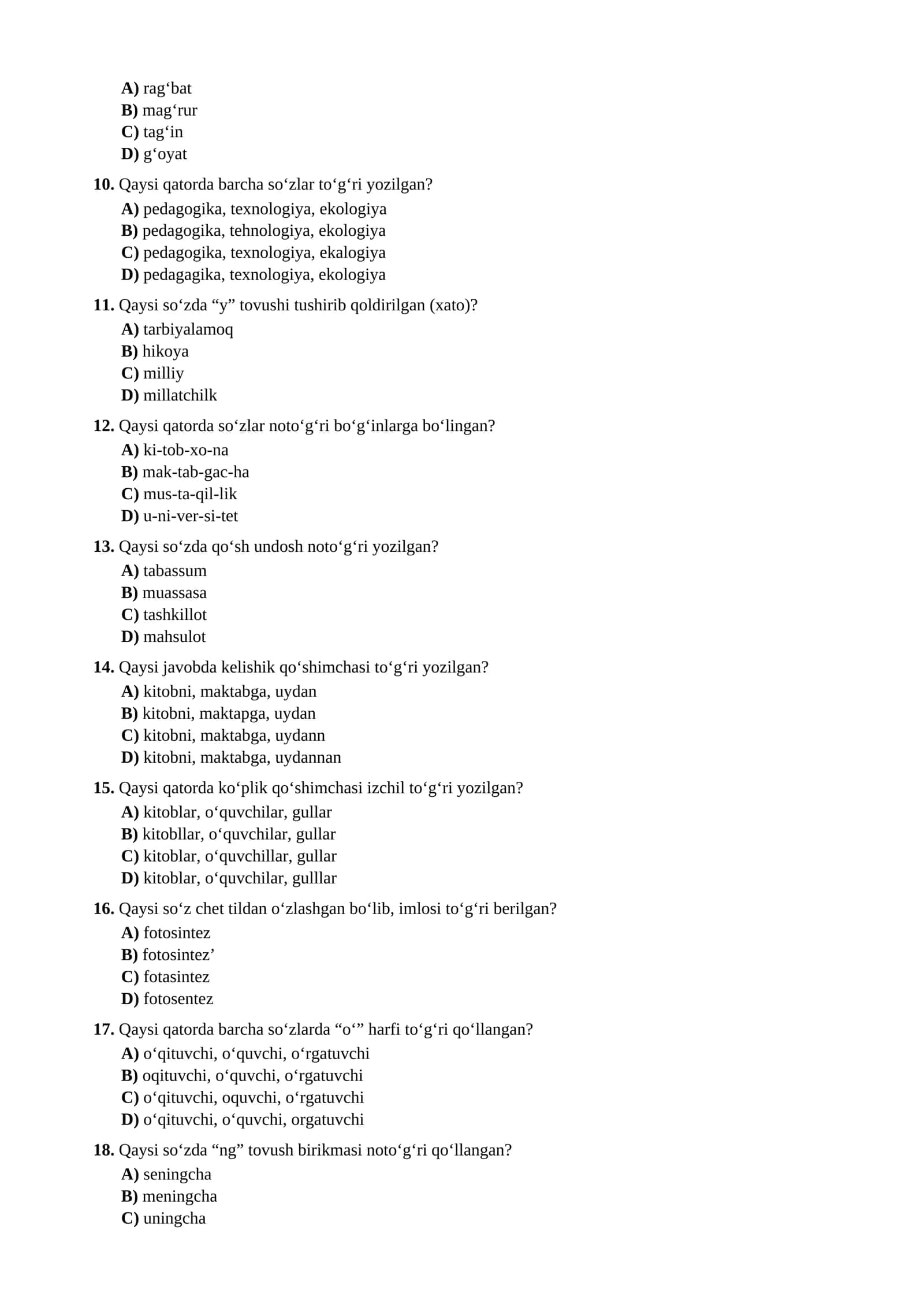 ONA TILI VA ADABIYOT KATTA TEST TO'PLAMI 3