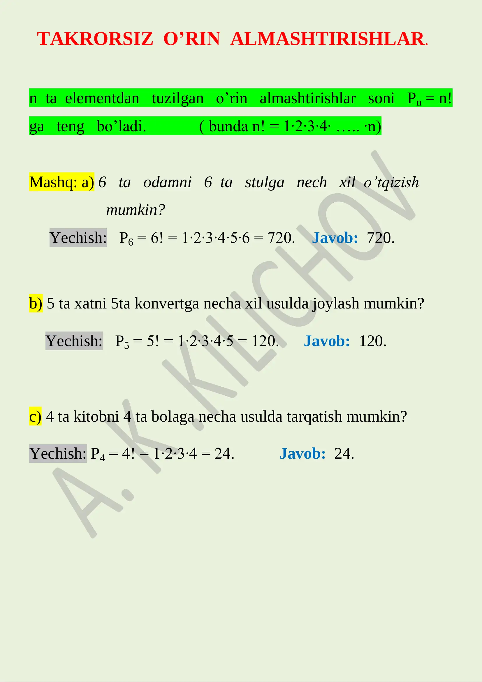 KOMBINATORIKA ELEMENTLARI 3