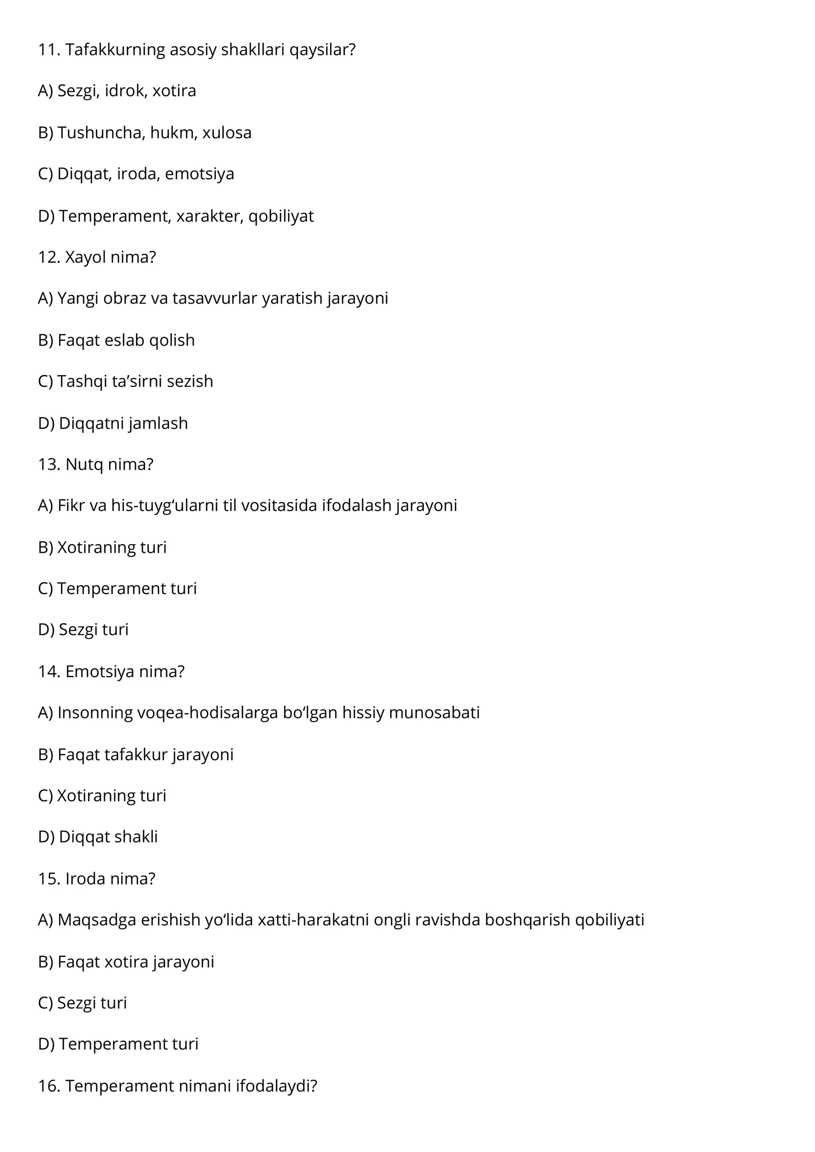 Psixologiya fanidan 100 ta test 3