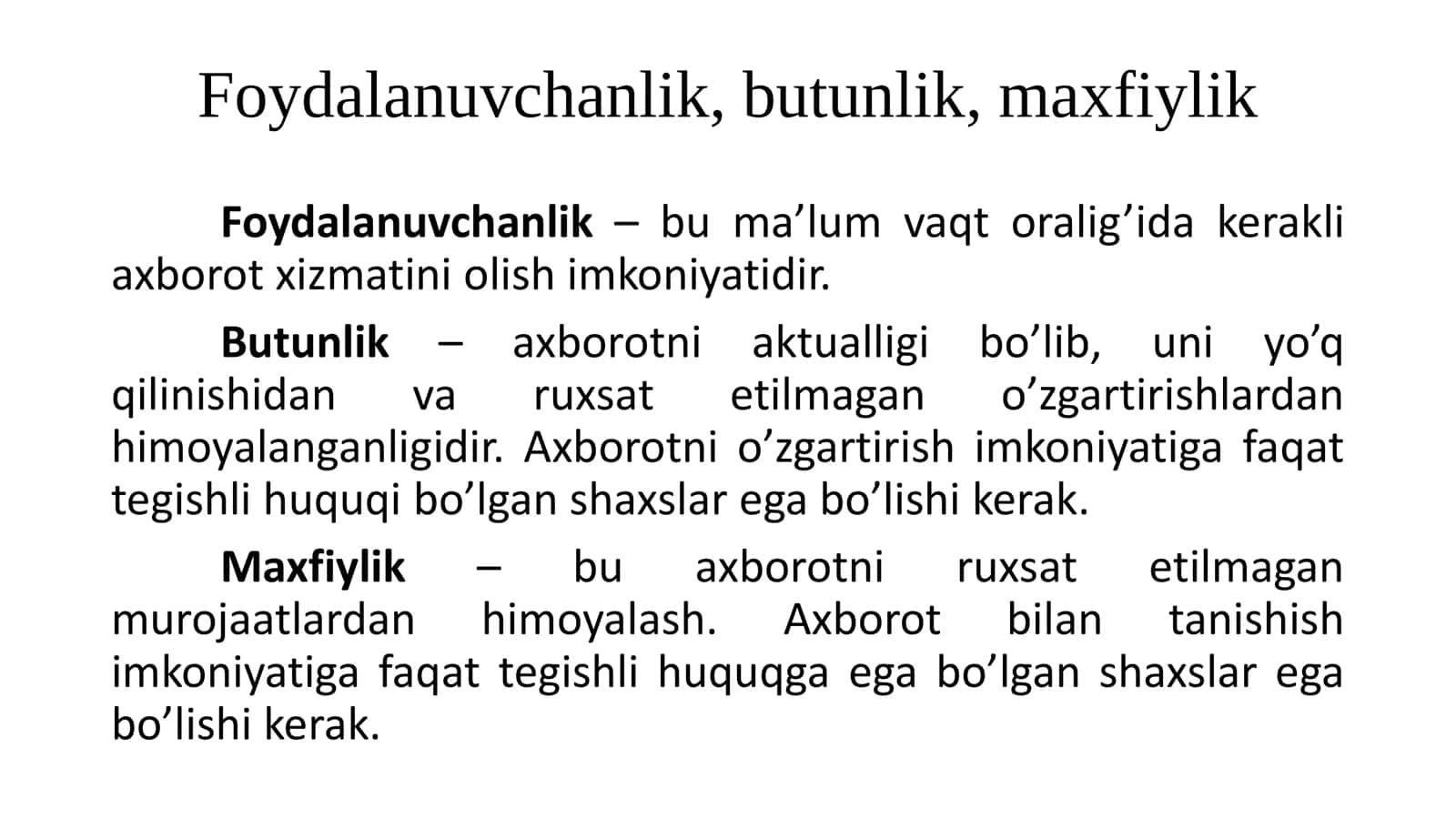 Axborot xavfsizligi tushunchasi 3